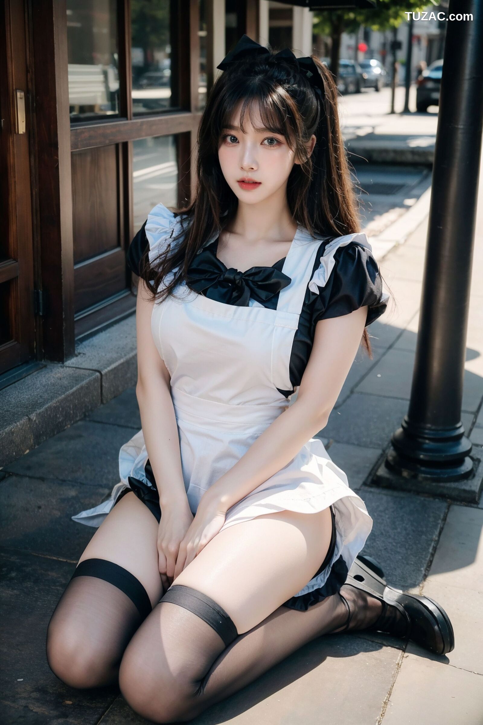 AI美女-拟实-黑白女仆裙街拍-18禁