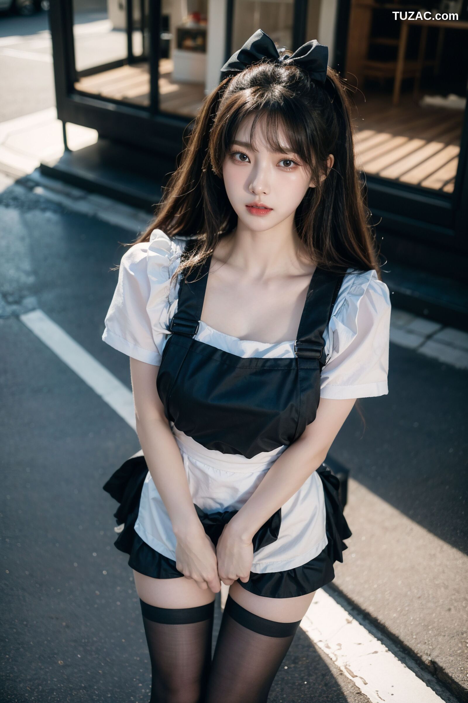 AI美女-拟实-黑白女仆裙街拍-18禁