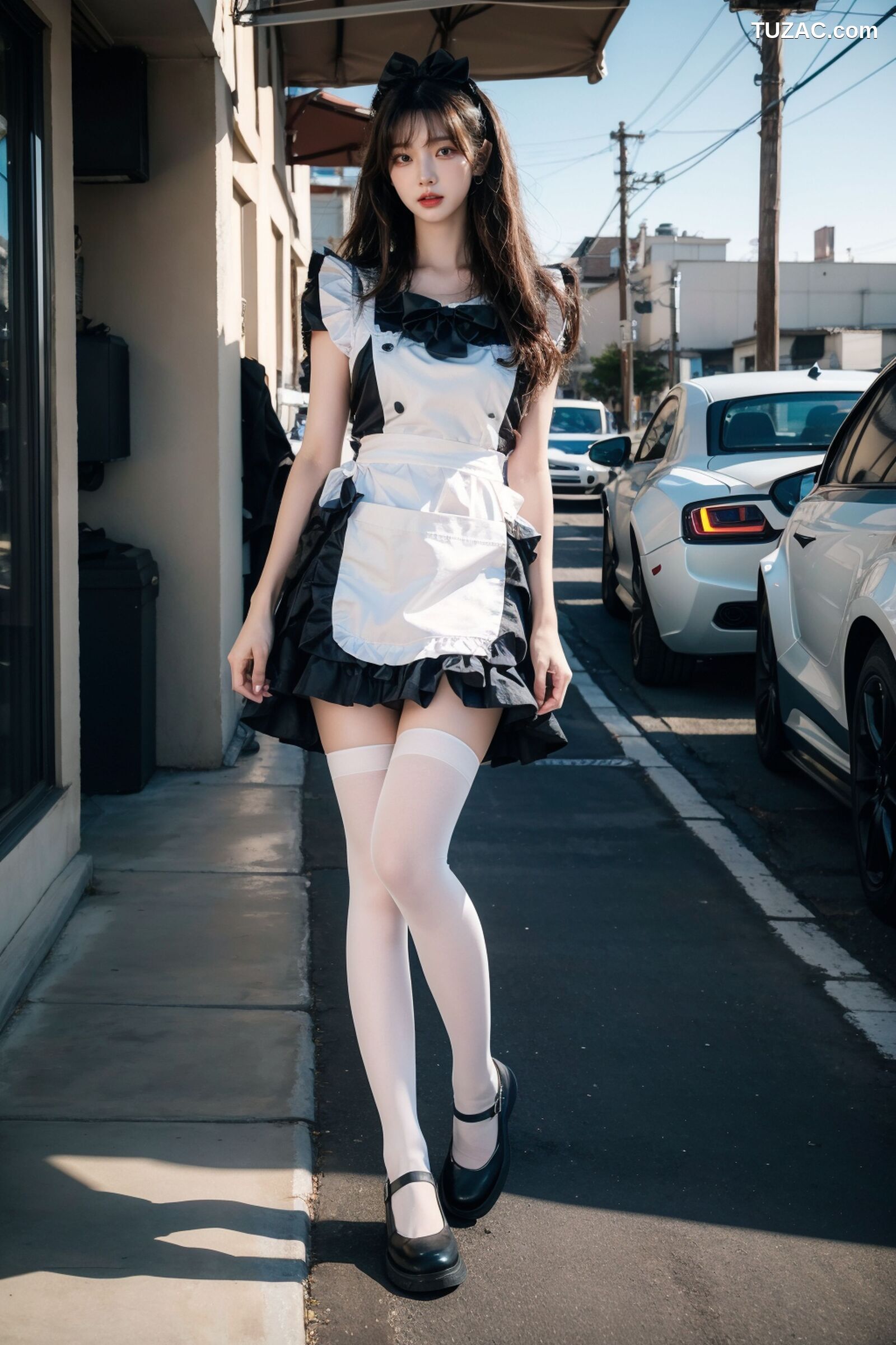 AI美女-拟实-黑白女仆裙街拍-18禁