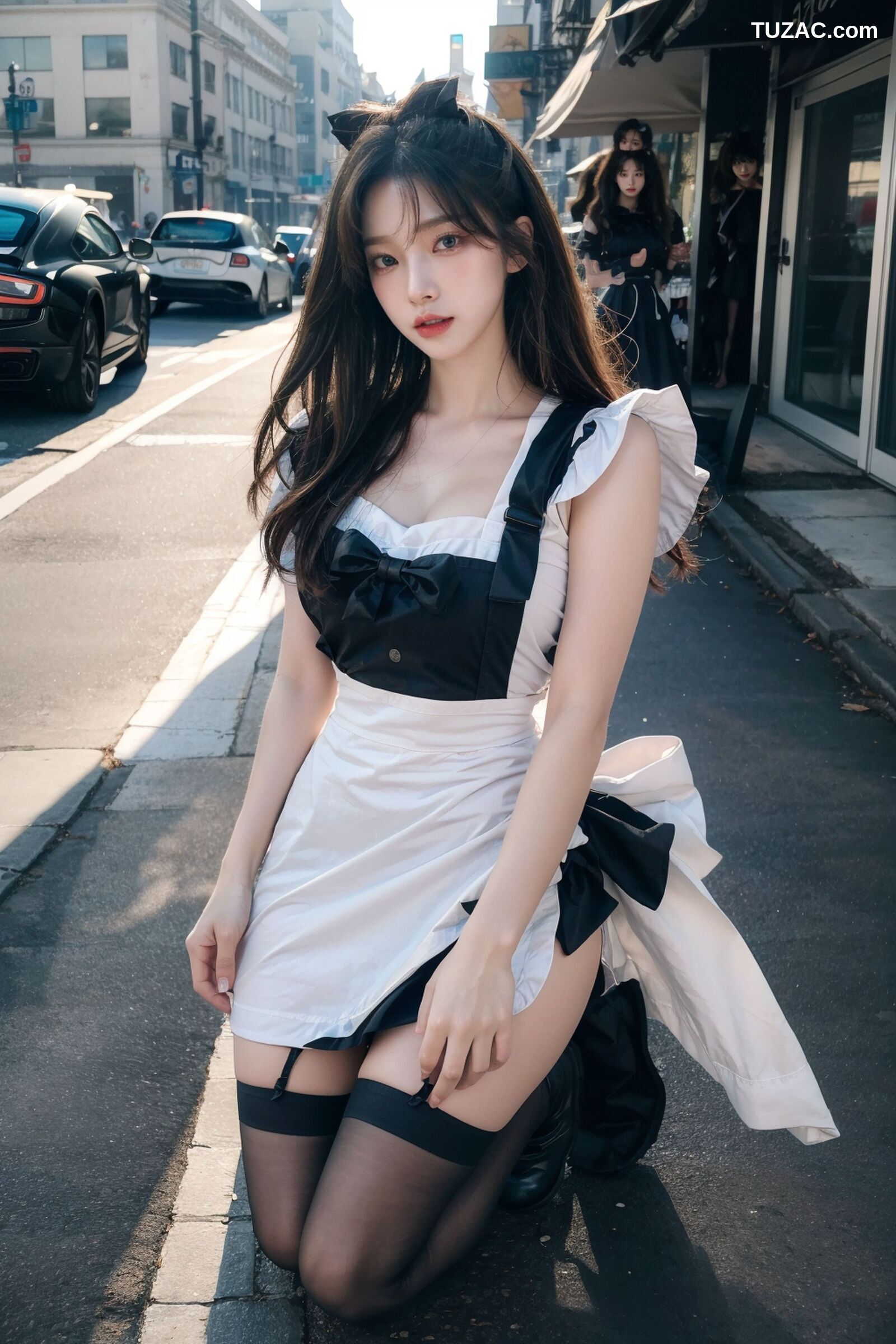 AI美女-拟实-黑白女仆裙街拍-18禁