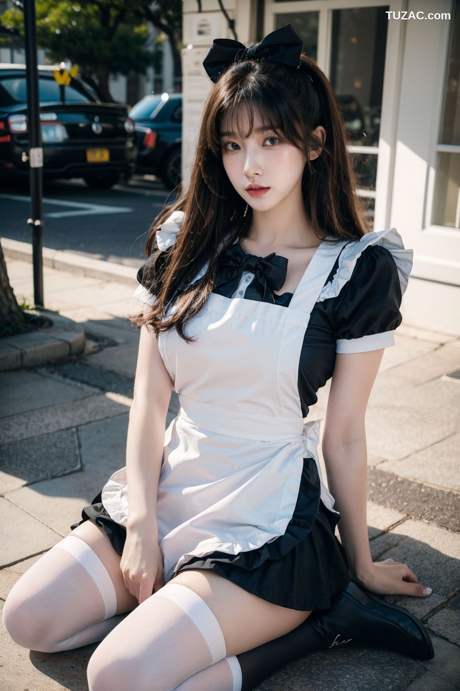 AI美女-拟实-黑白女仆裙街拍-18禁