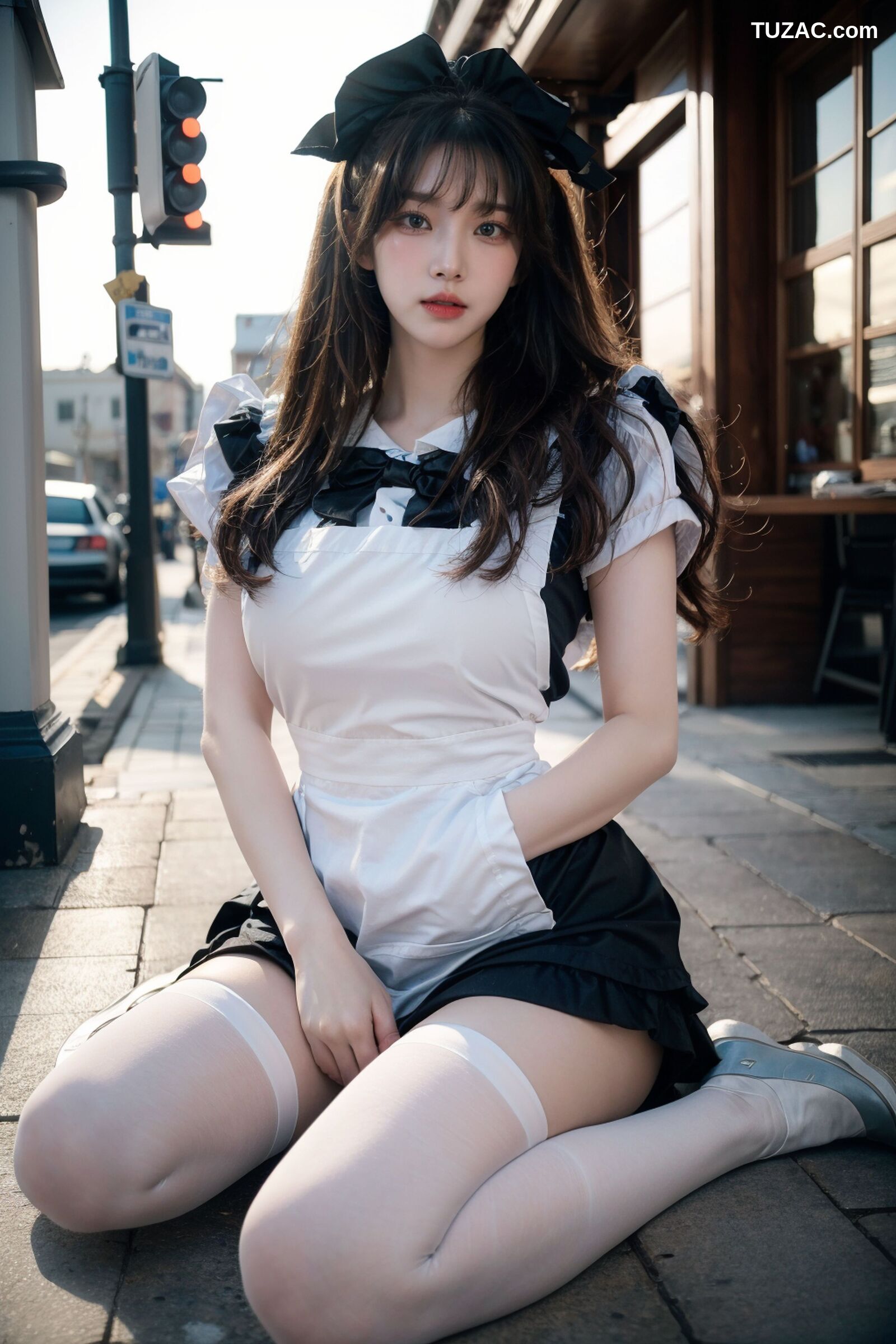 AI美女-拟实-黑白女仆裙街拍-18禁