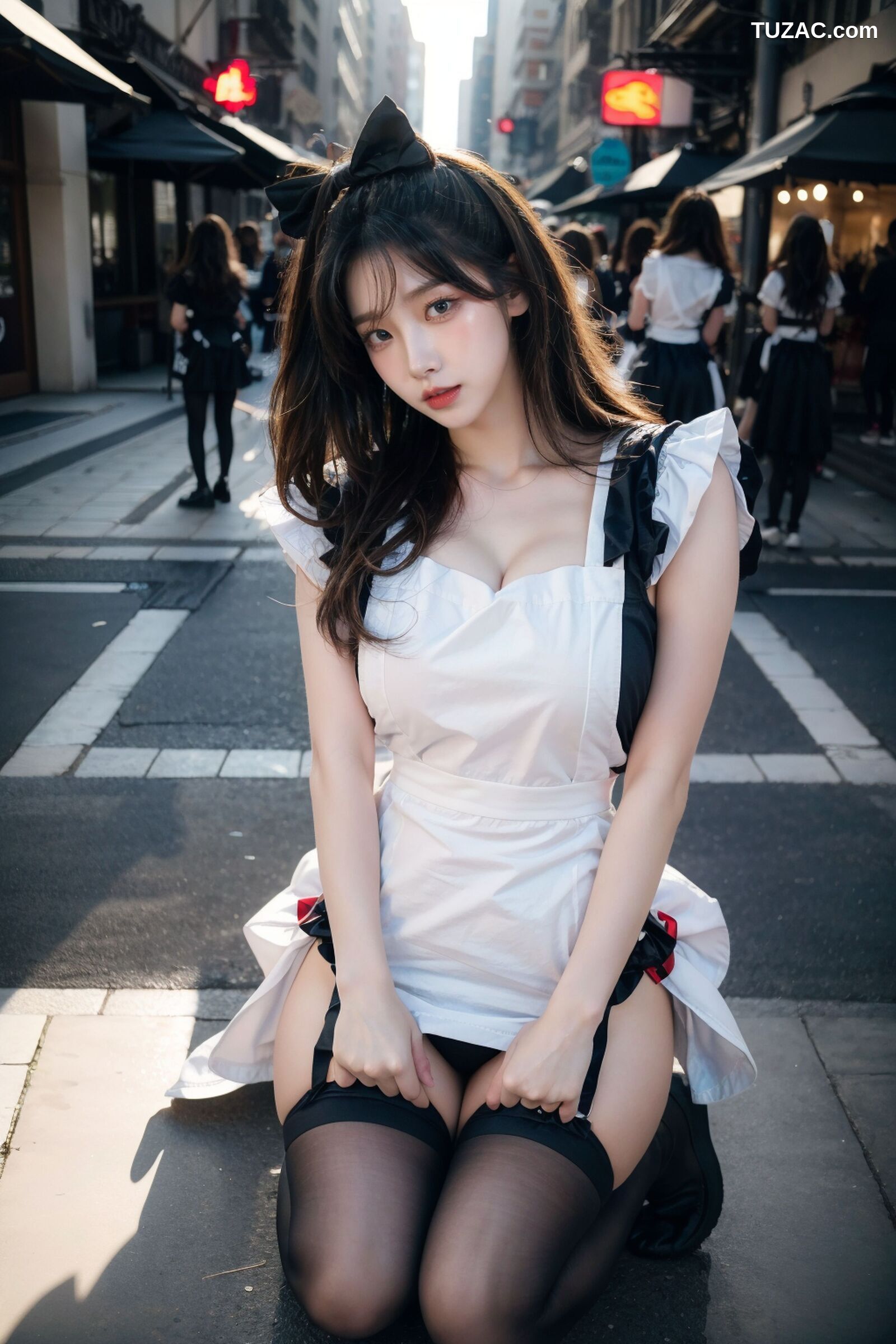 AI美女-拟实-黑白女仆裙街拍-18禁
