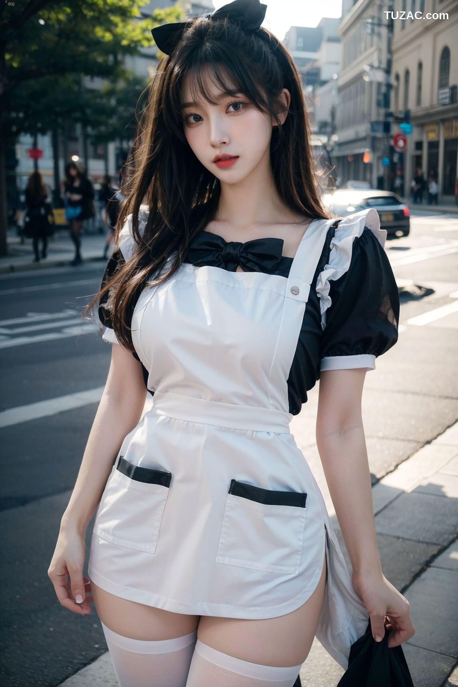 AI美女-拟实-黑白女仆裙街拍-18禁