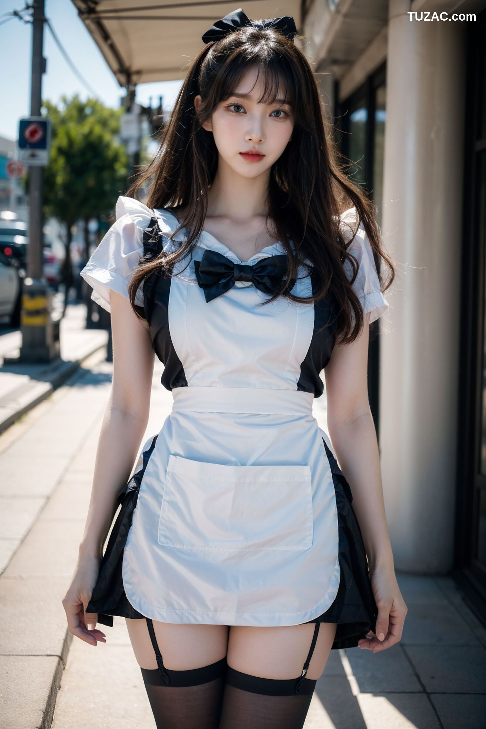 AI美女-拟实-黑白女仆裙街拍-18禁