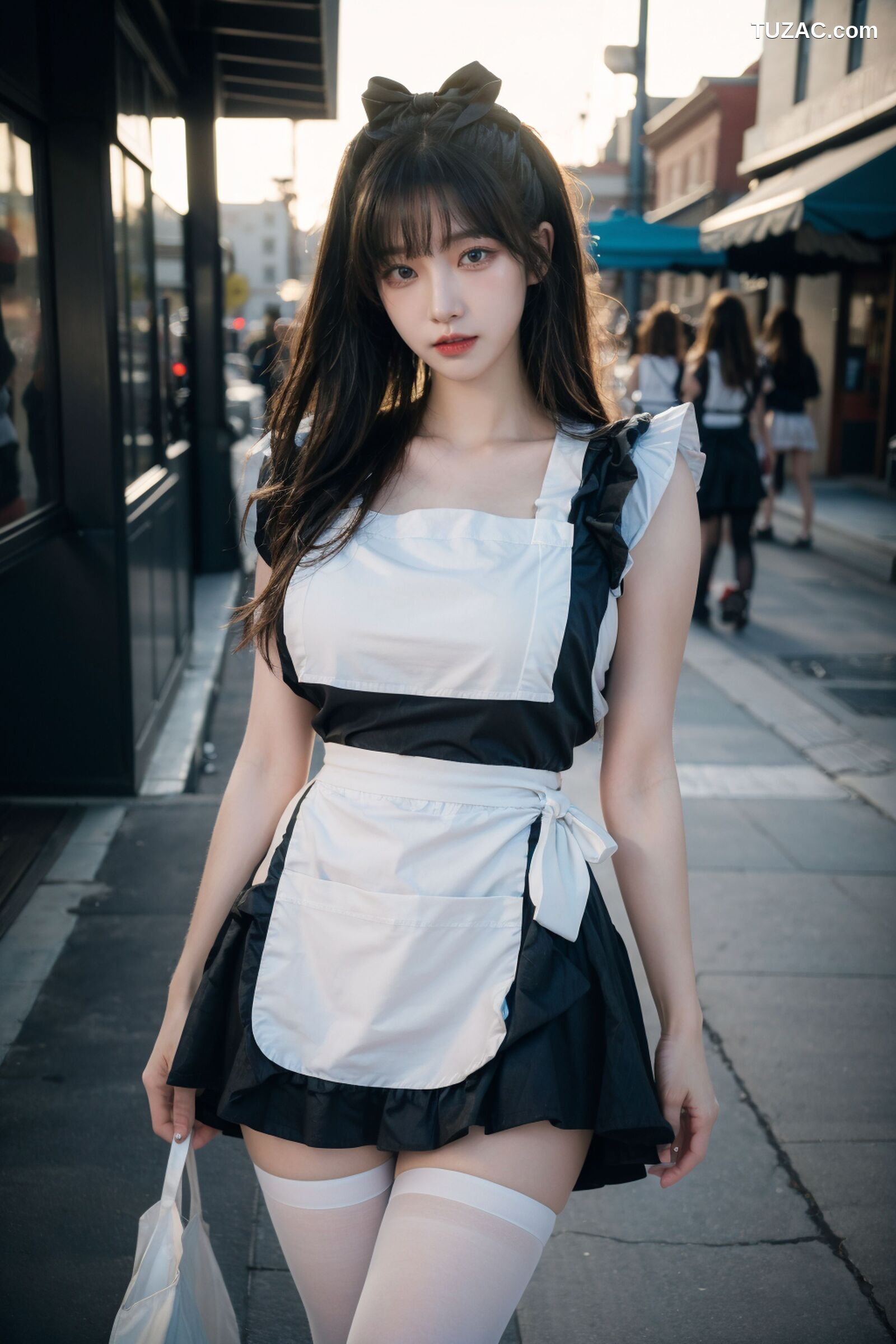AI美女-拟实-黑白女仆裙街拍-18禁