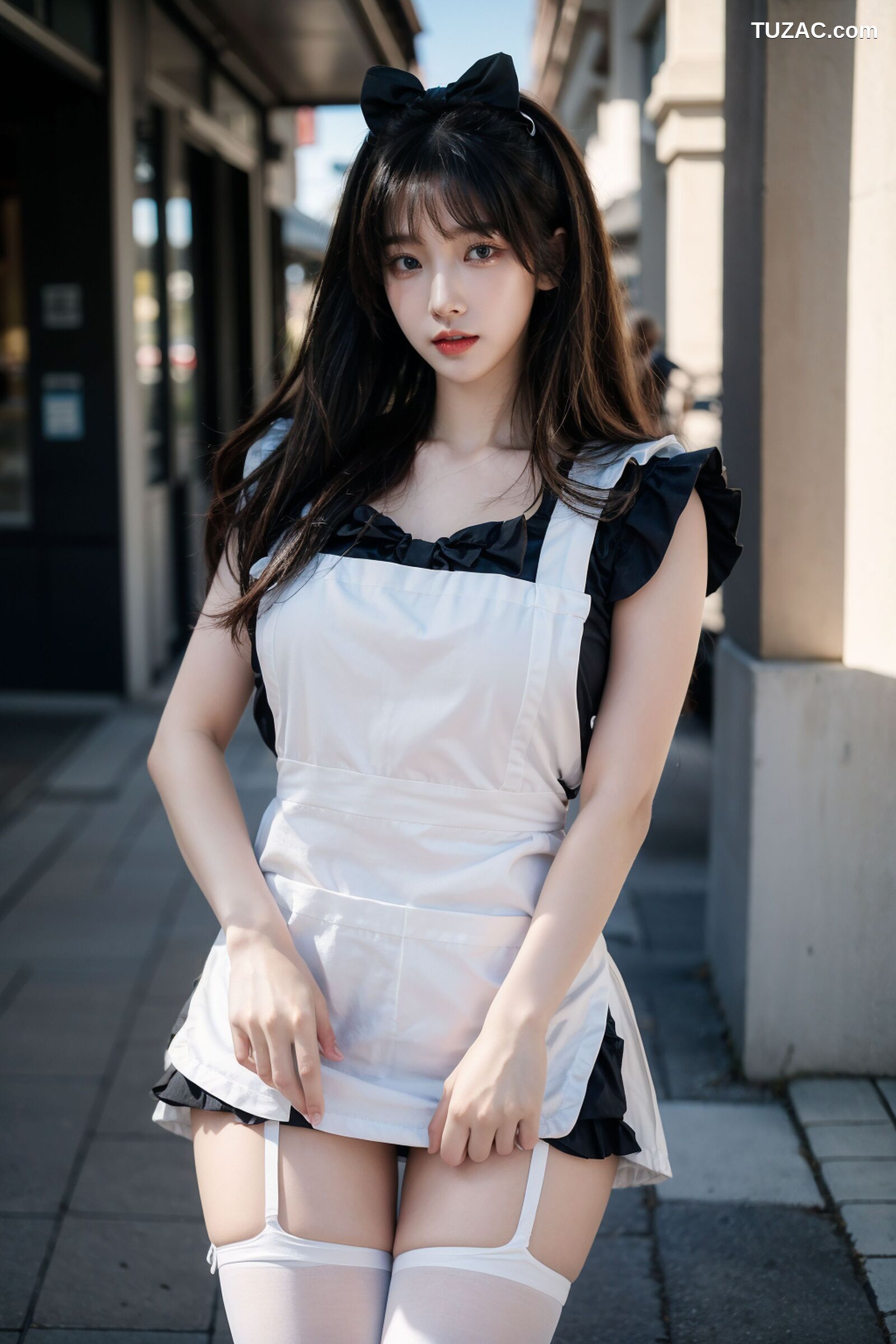 AI美女-拟实-黑白女仆裙街拍-18禁