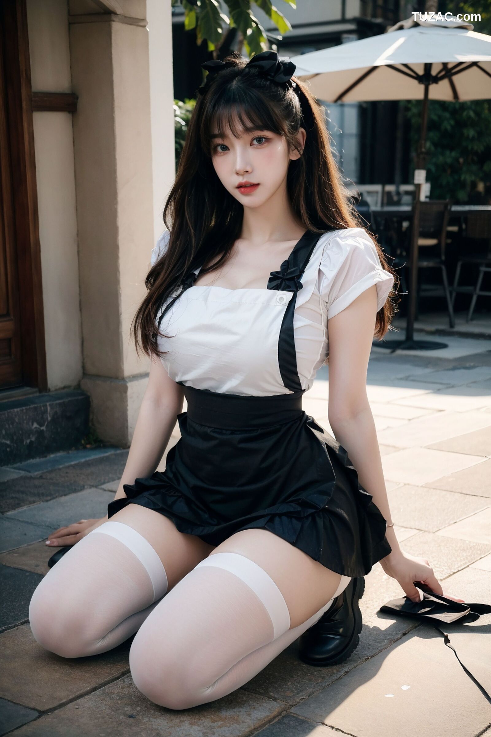 AI美女-拟实-黑白女仆裙街拍-18禁
