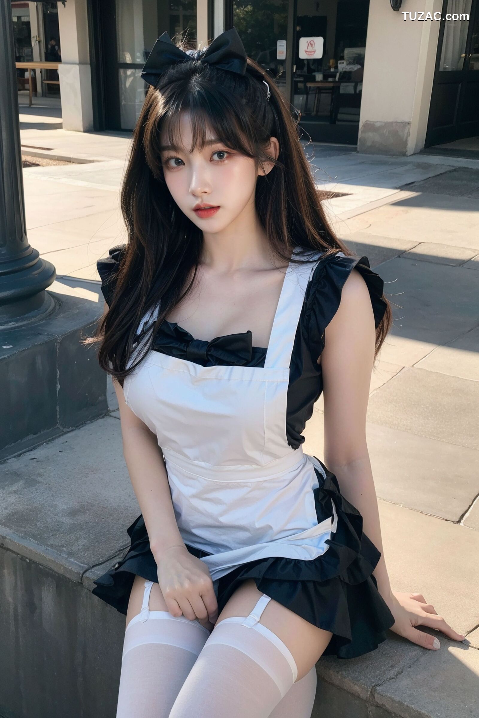 AI美女-拟实-黑白女仆裙街拍-18禁