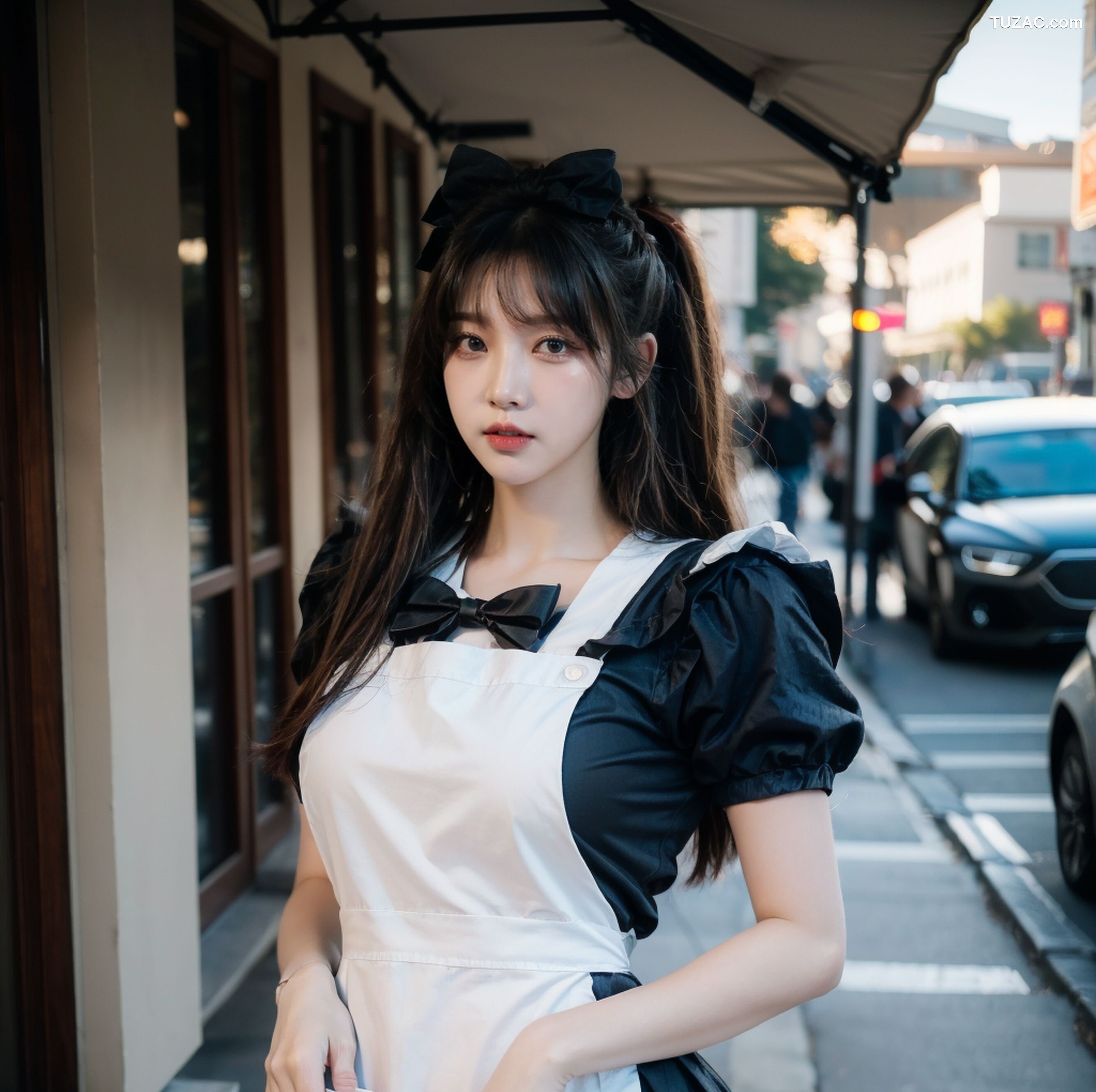 AI美女-拟实-黑白女仆裙街拍-18禁
