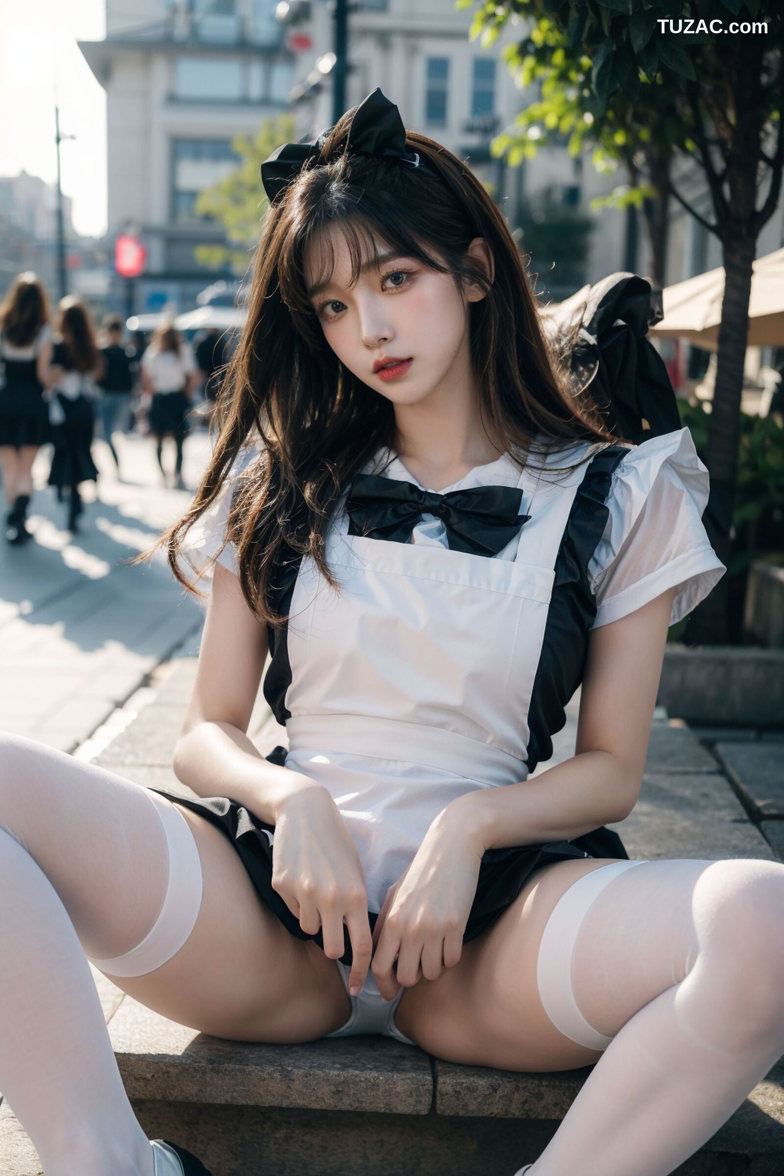 AI美女-拟实-黑白女仆裙街拍-18禁