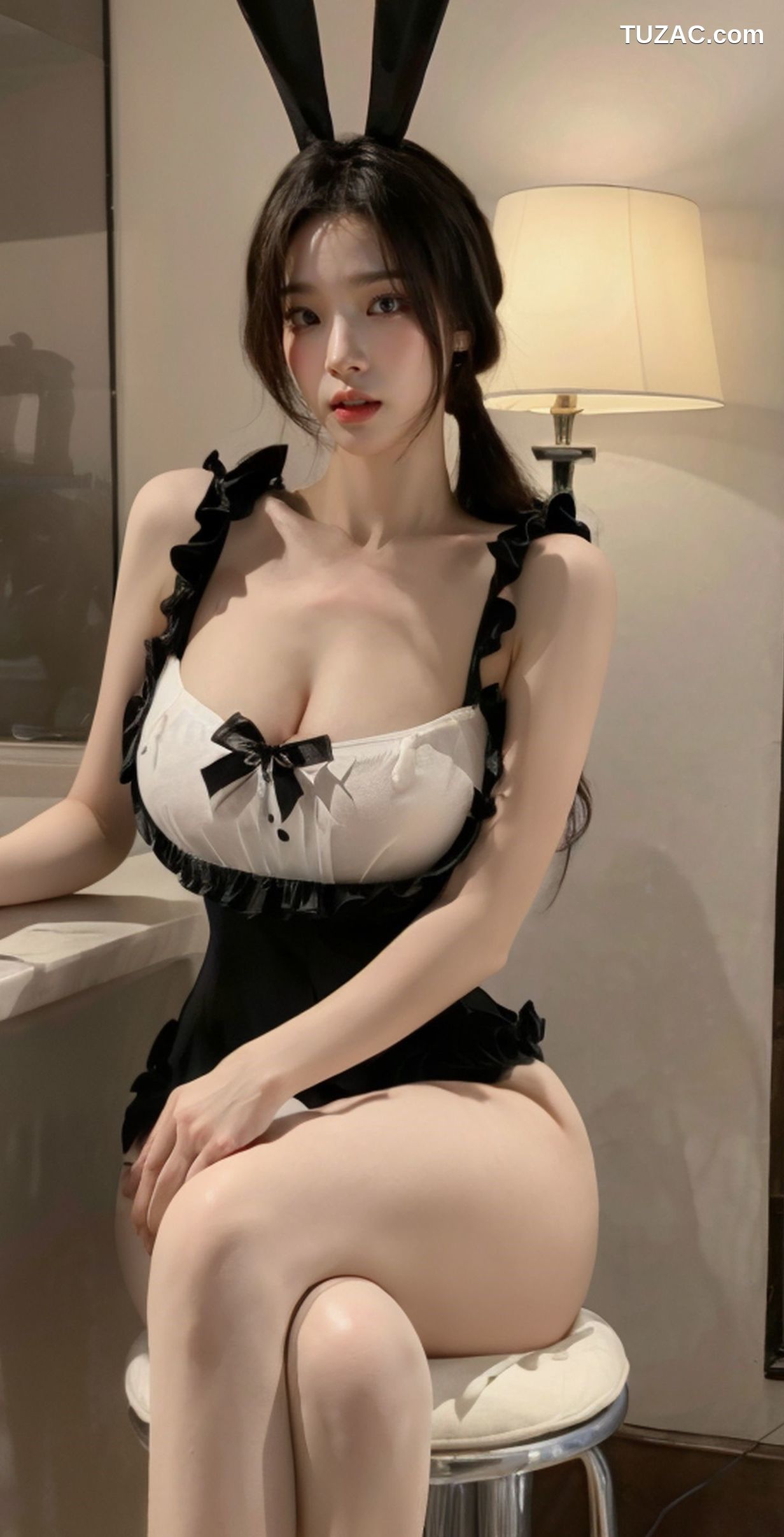 AI美女-拟实-黑白装兔女郎