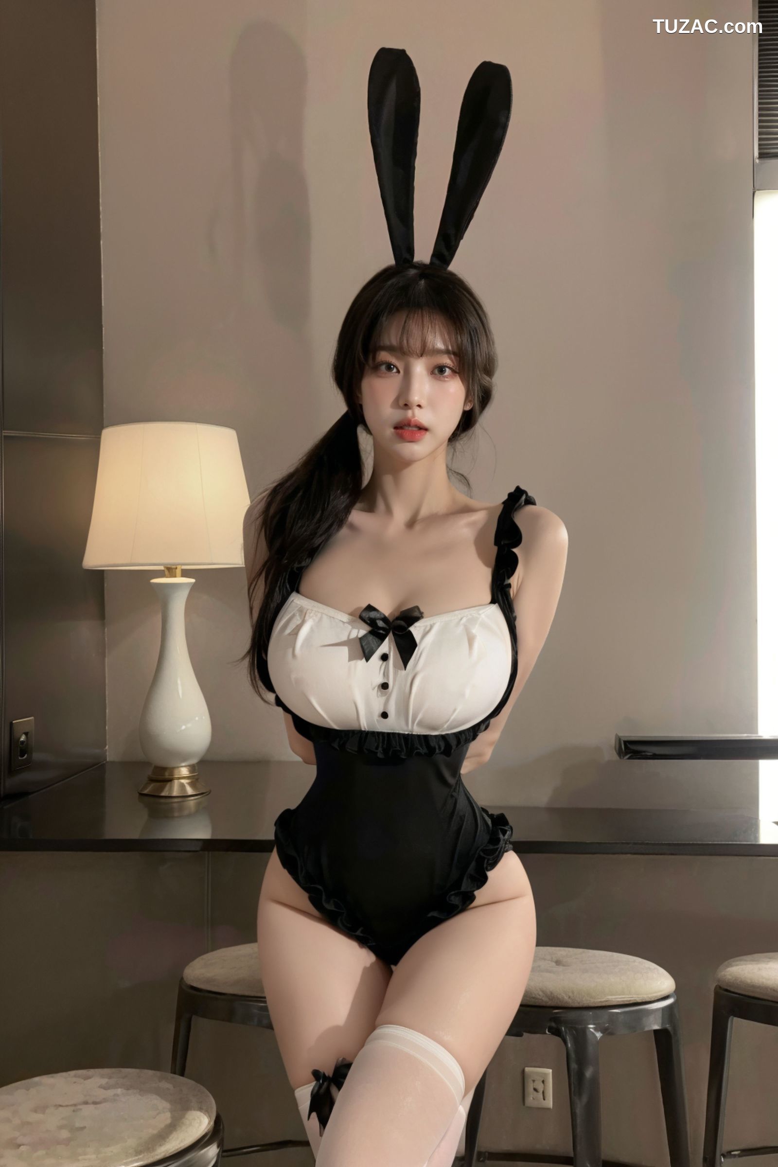 AI美女-拟实-黑白装兔女郎