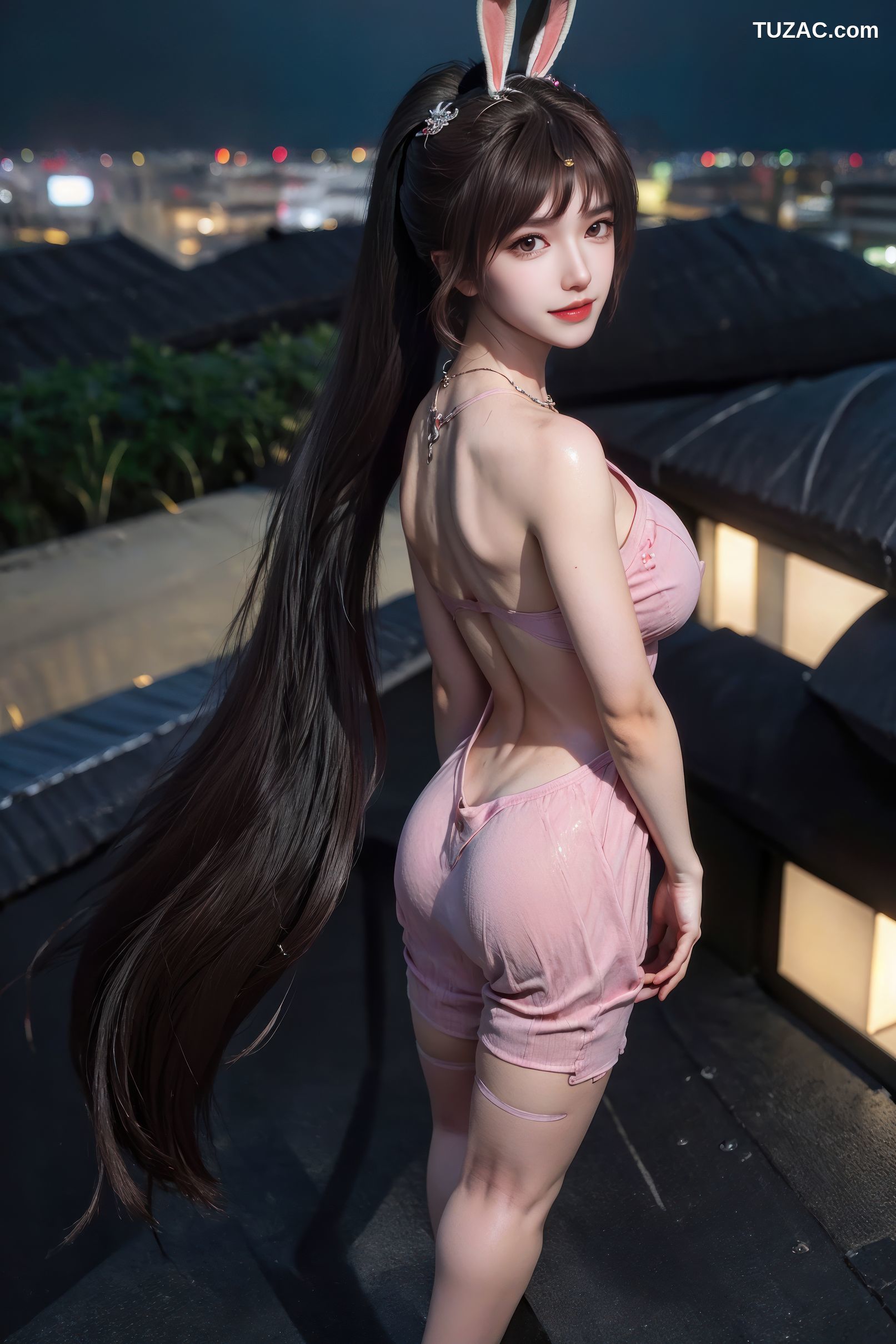 AI美女-斗罗大陆-小舞-夜色中的淡粉兔女郎