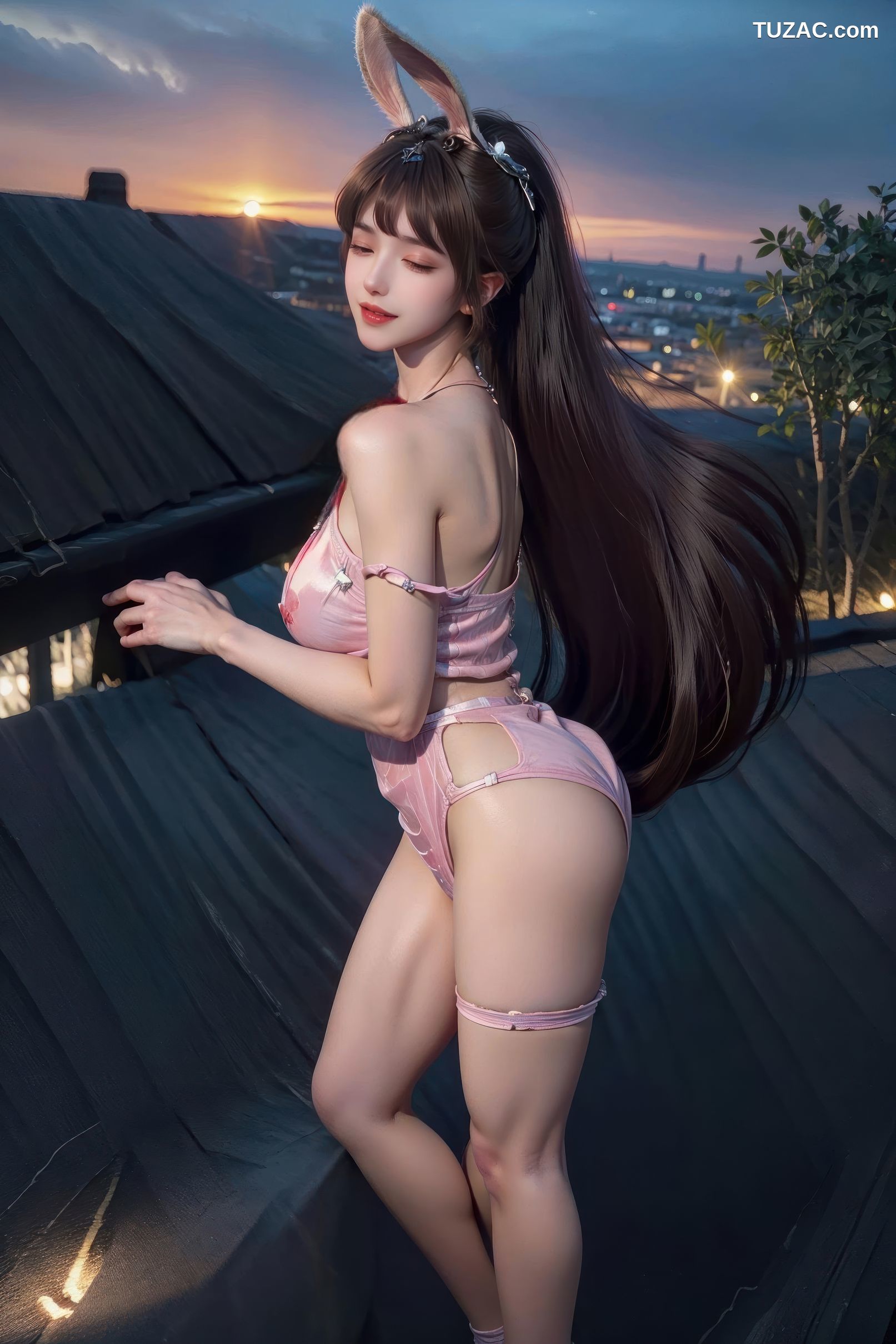 AI美女-斗罗大陆-小舞-夜色中的淡粉兔女郎