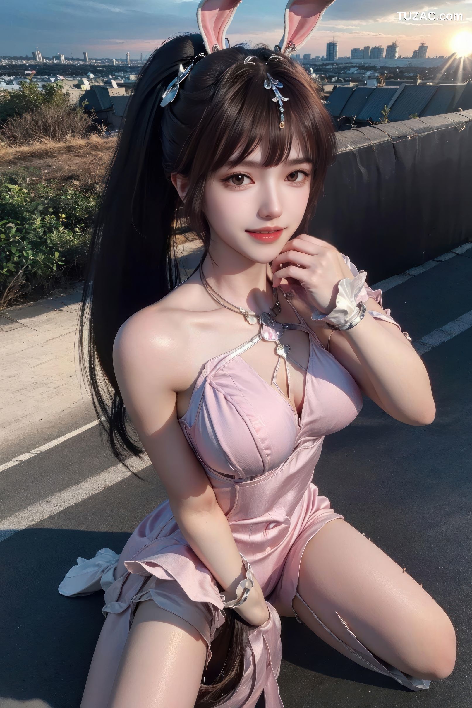 AI美女-斗罗大陆-小舞-夜色中的淡粉兔女郎