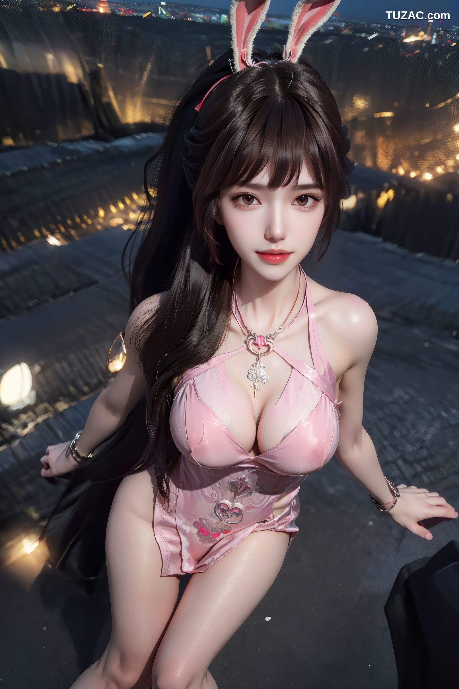 AI美女-斗罗大陆-小舞-夜色中的淡粉兔女郎