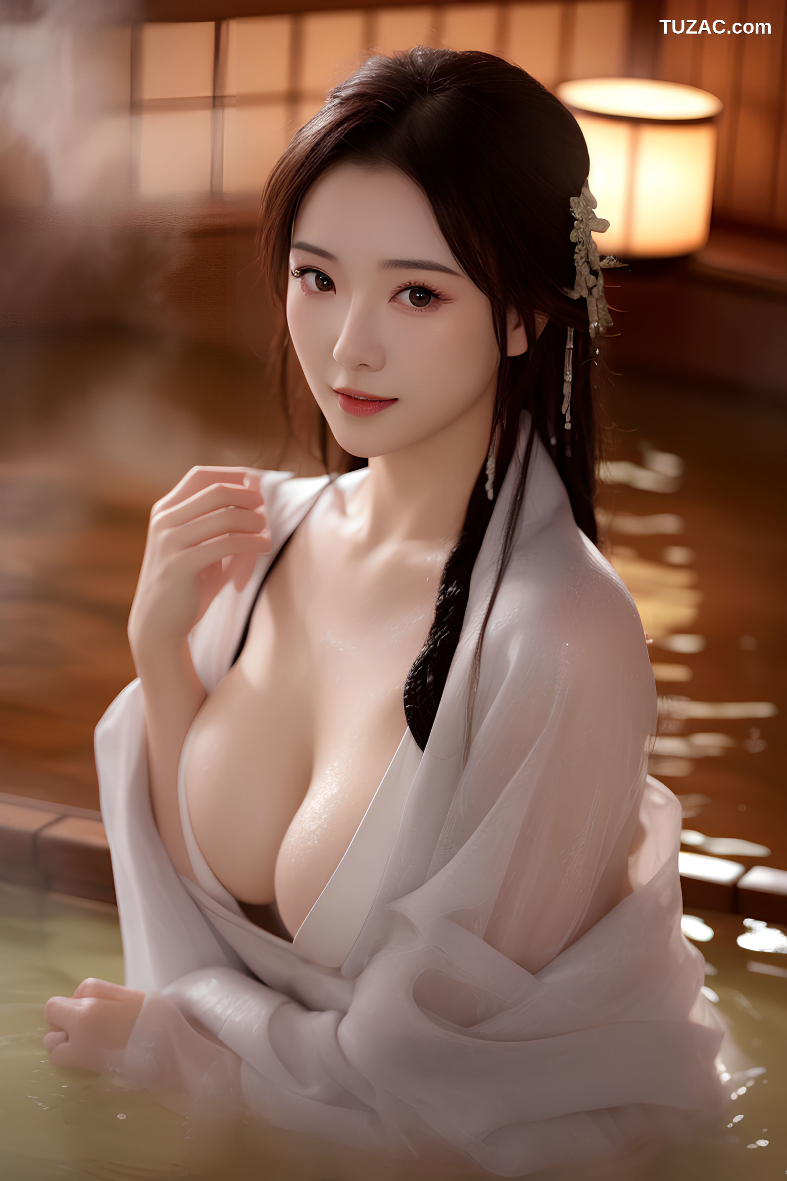 AI美女-沐浴河水的仙女