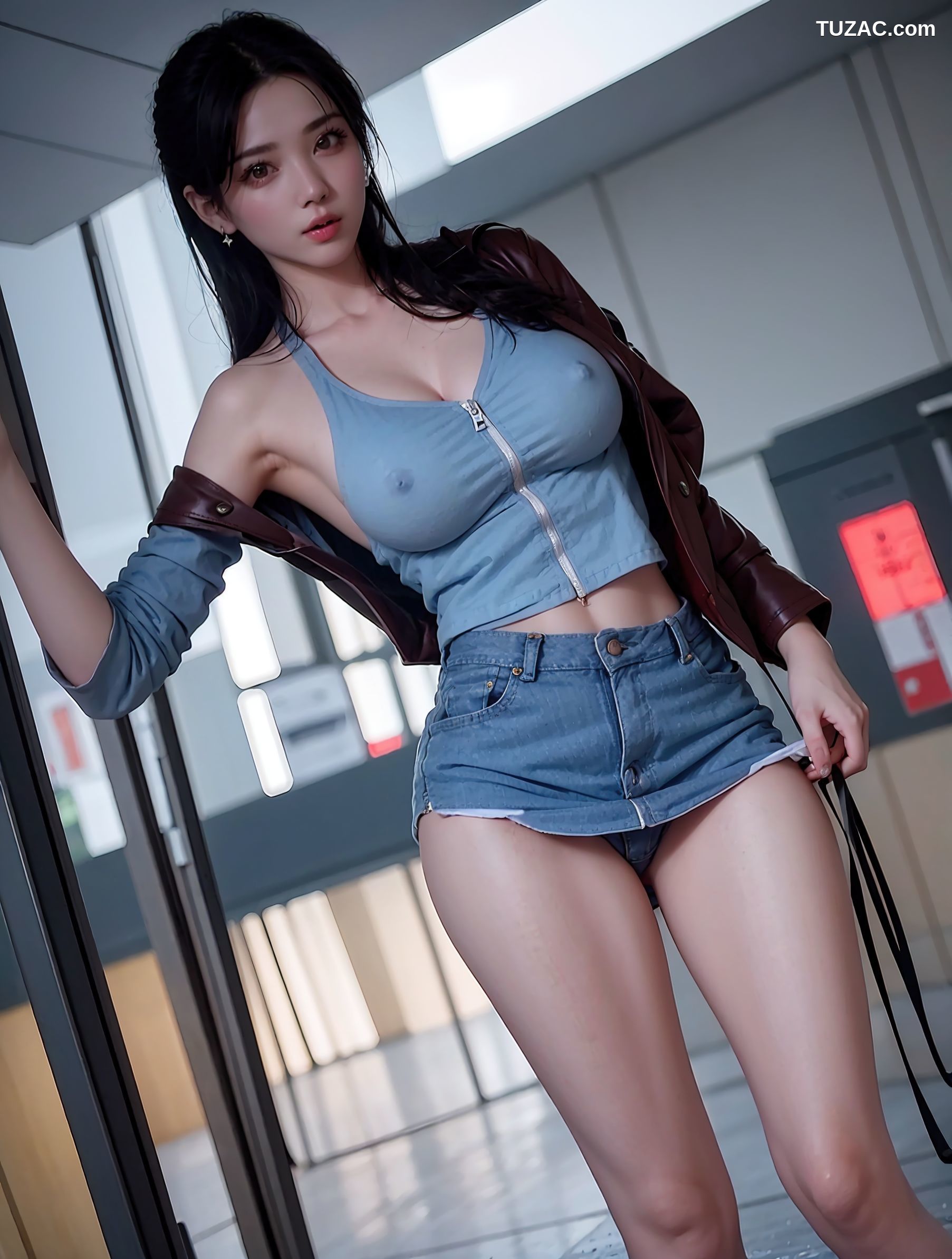 AI美女-牛仔热裤