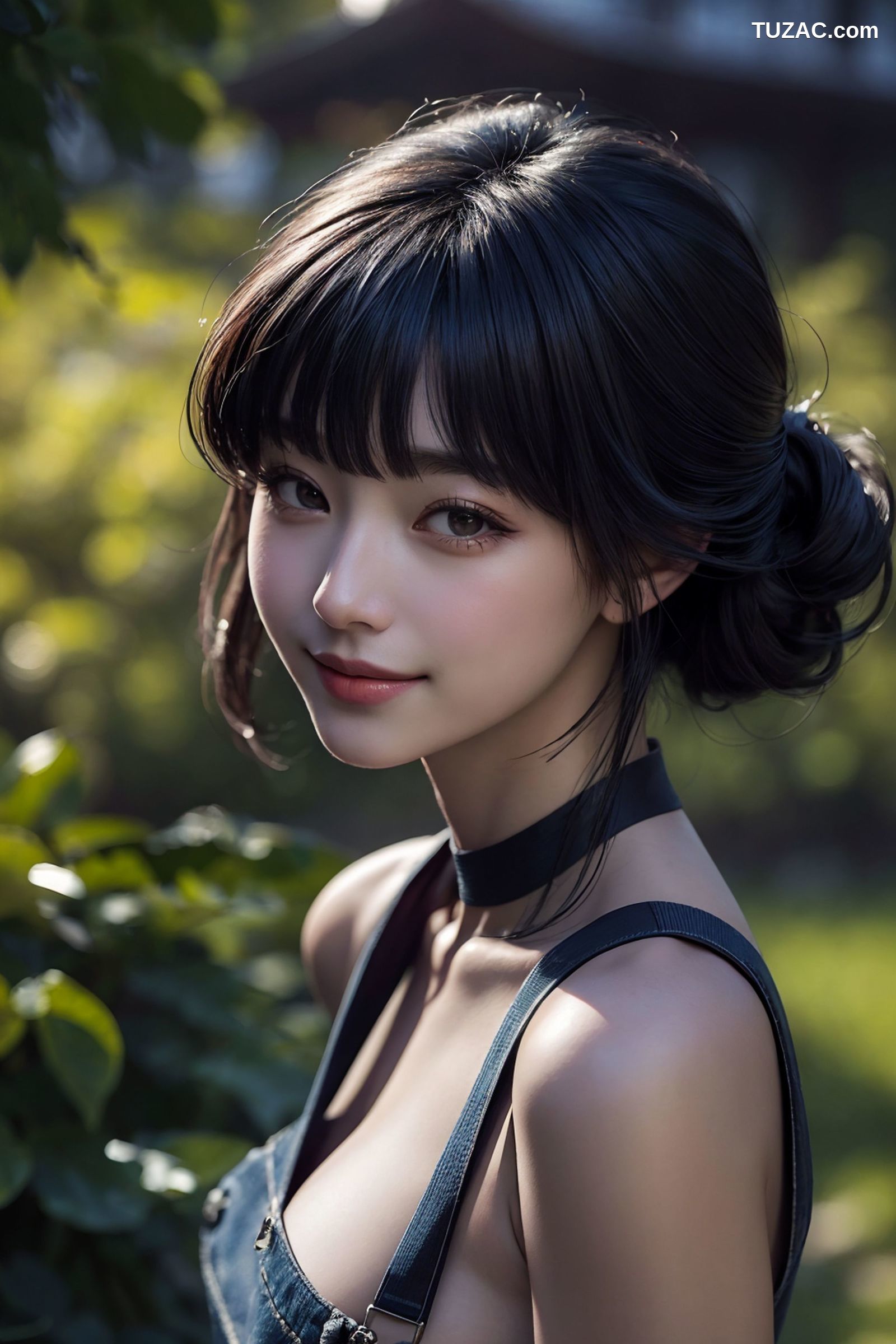 AI美女-穿牛仔吊带裤的女孩-纯净版