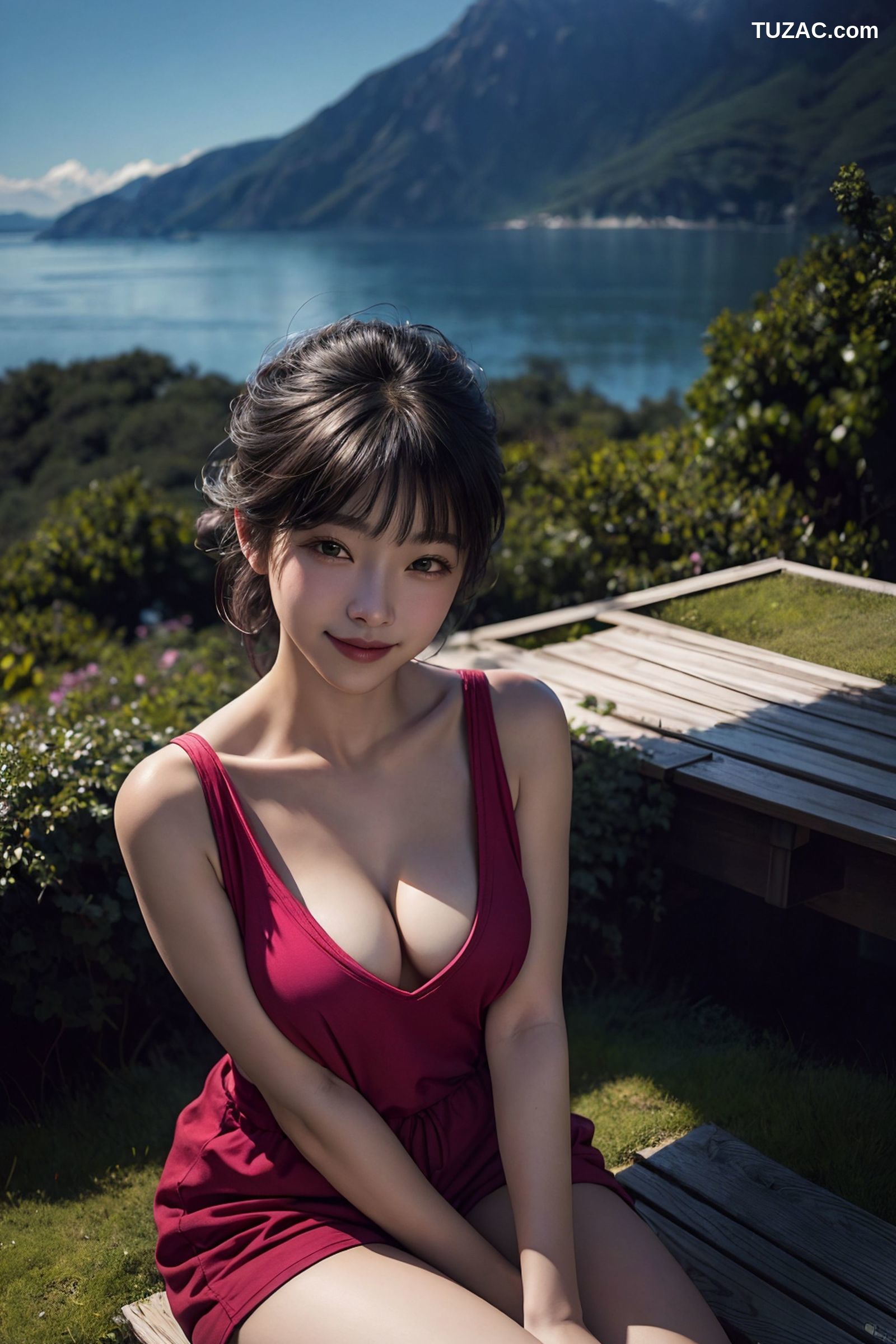 AI美女-穿牛仔吊带裤的女孩-纯净版