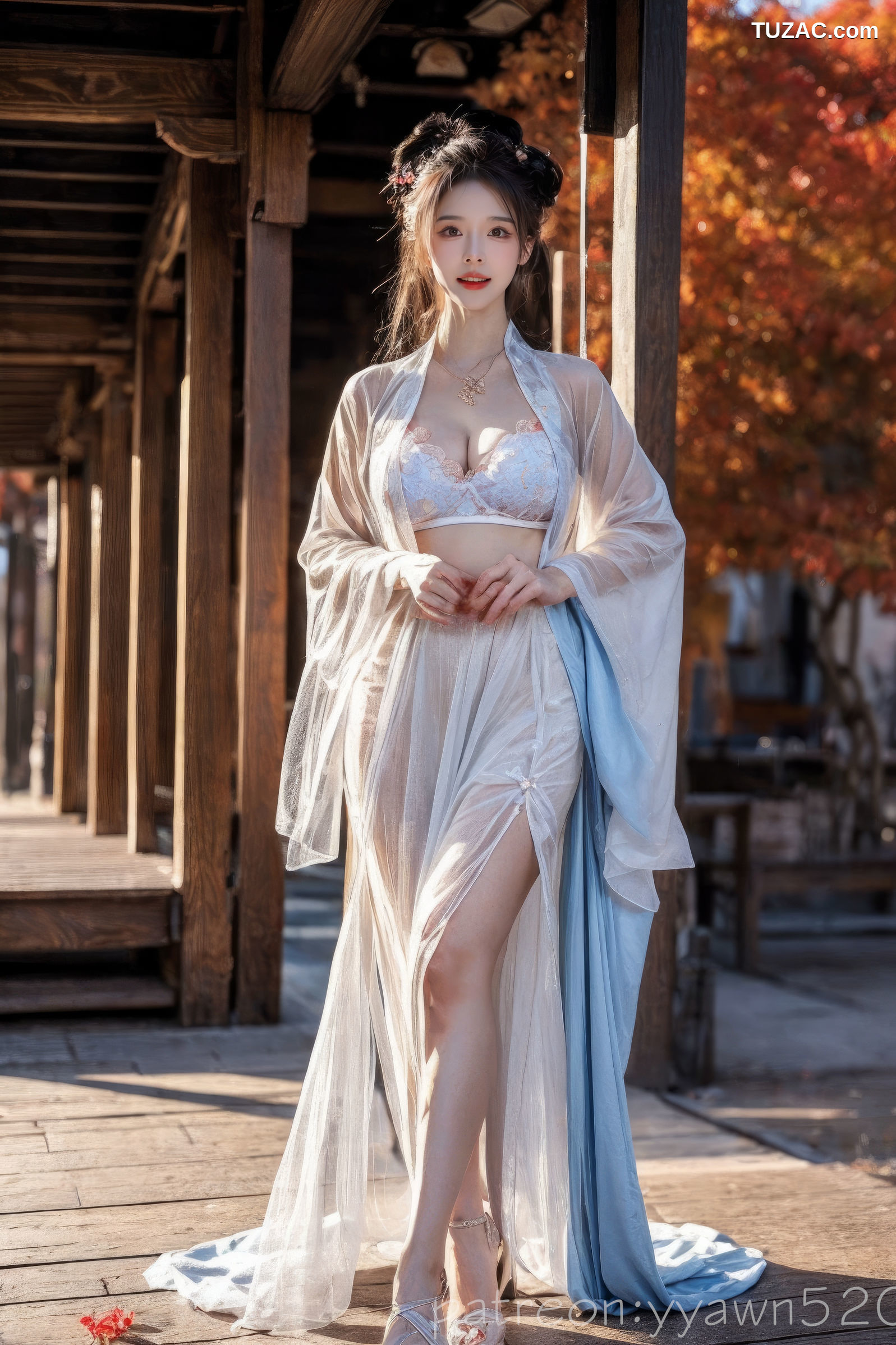 AI美女-红叶秋思古典美人-白衣篇