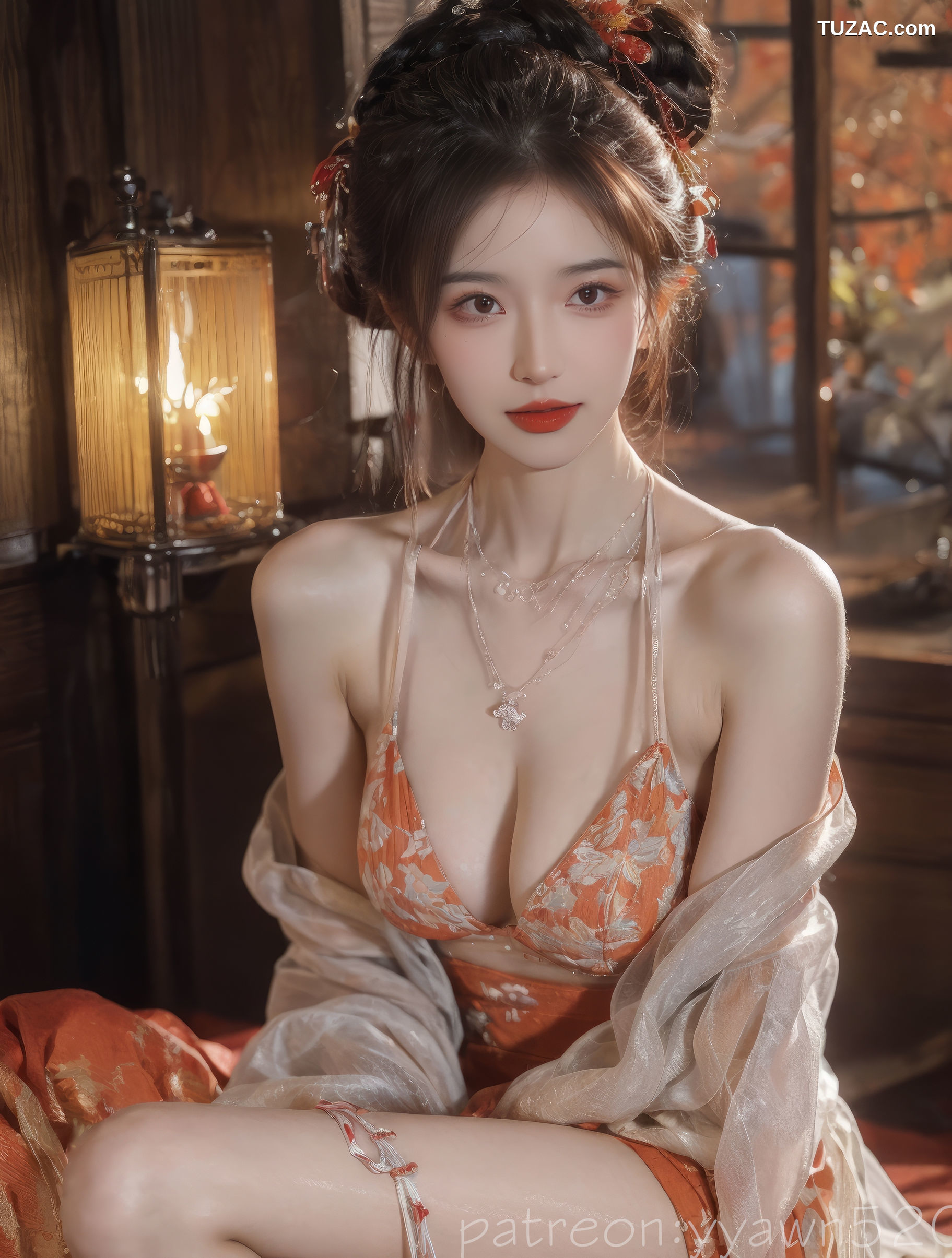 AI美女-红叶秋思古典美人