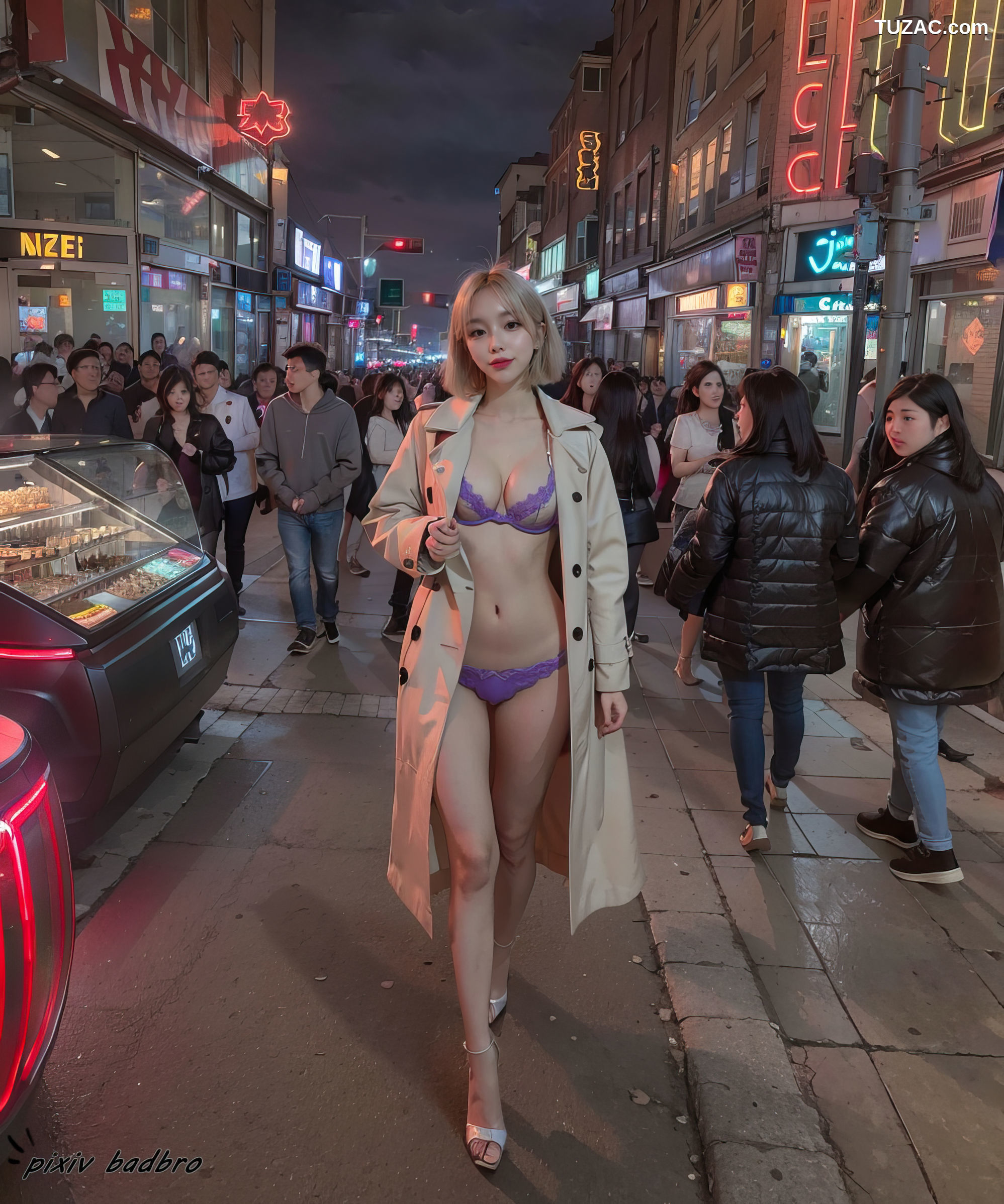 AI美女-街头-短发-金发-露出-street-hooker-exhibitionism-blonde-short-hair