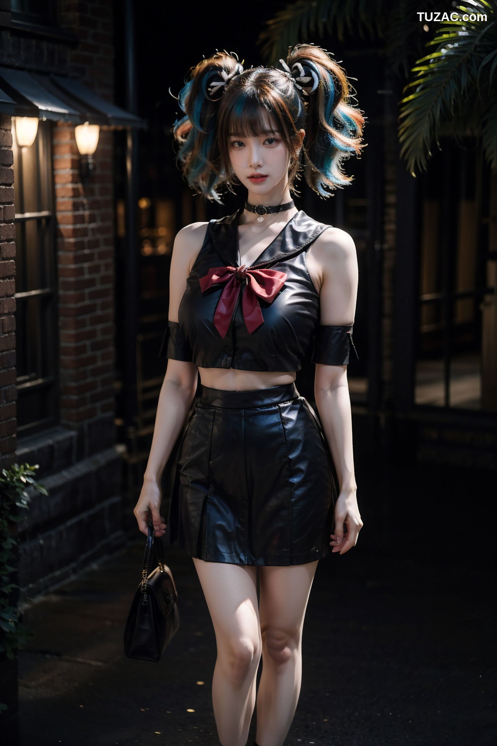 AI美女-超写实-18禁-双马尾黑衣少女