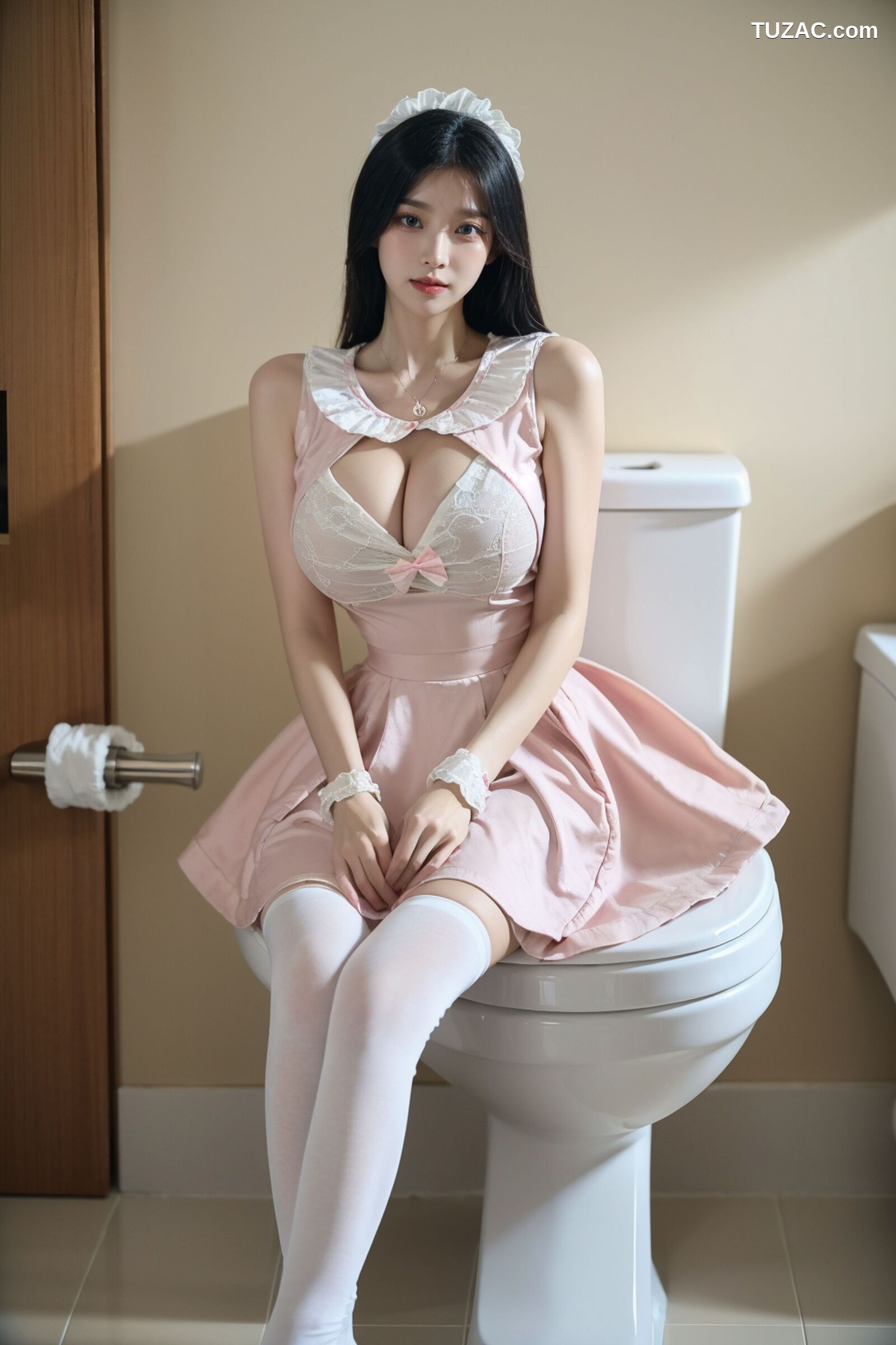 AI美女-超写实-卫生间粉裙女仆-18禁