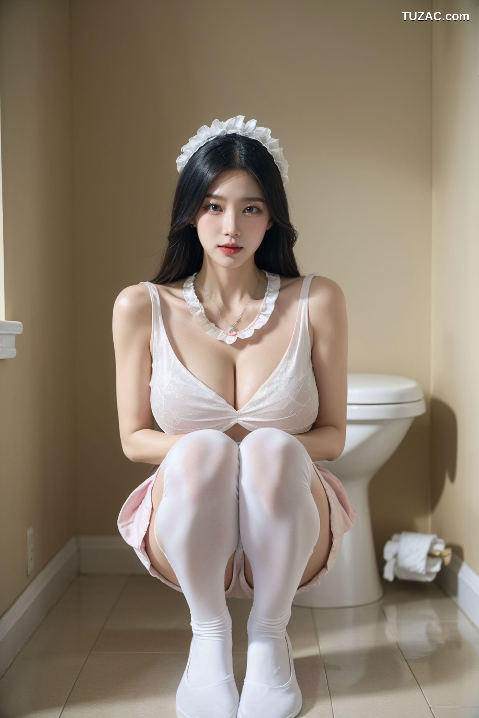 AI美女-超写实-卫生间粉裙女仆-18禁