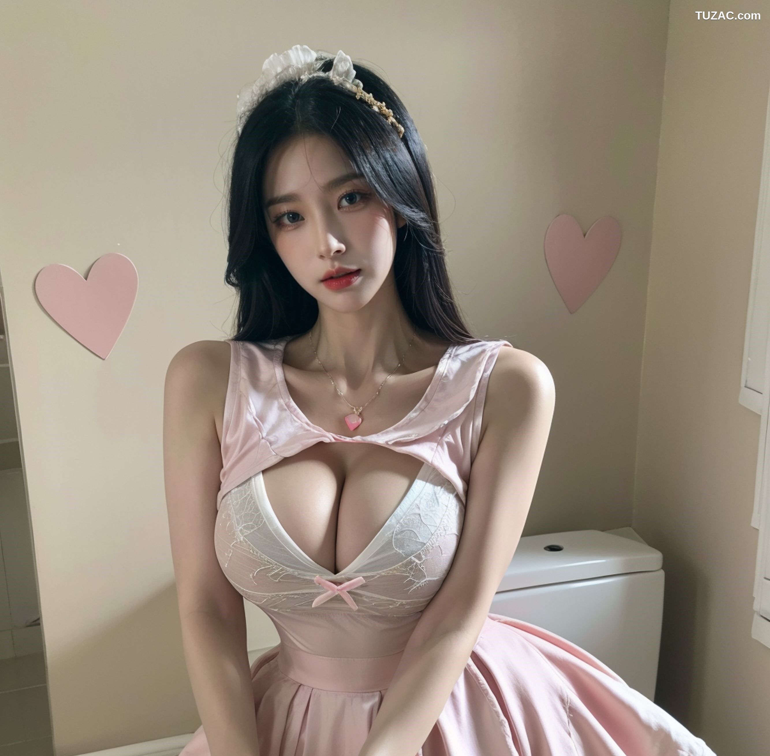 AI美女-超写实-卫生间粉裙女仆-18禁