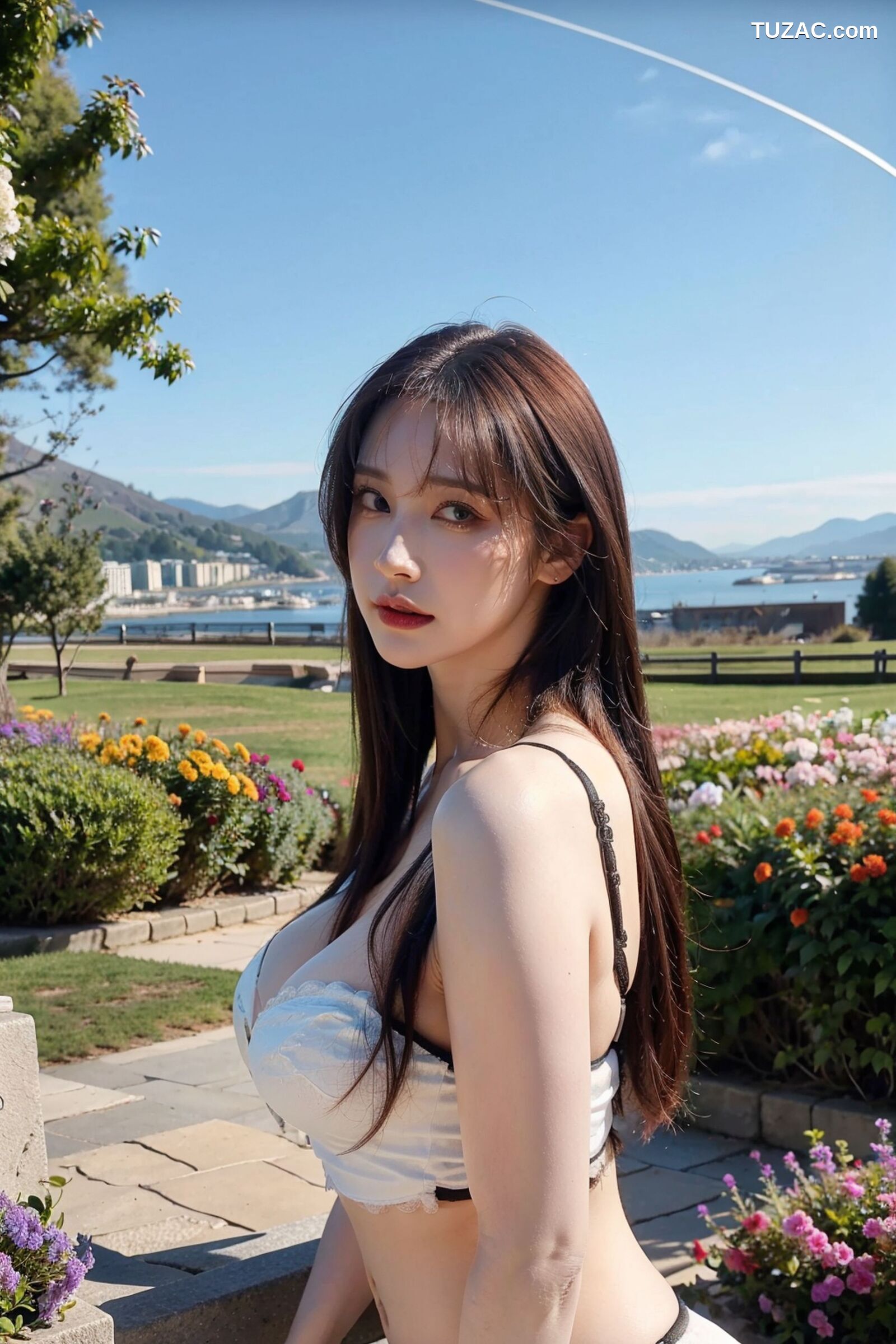 AI美女-超写实-户外雪山花园白色内衣-18禁