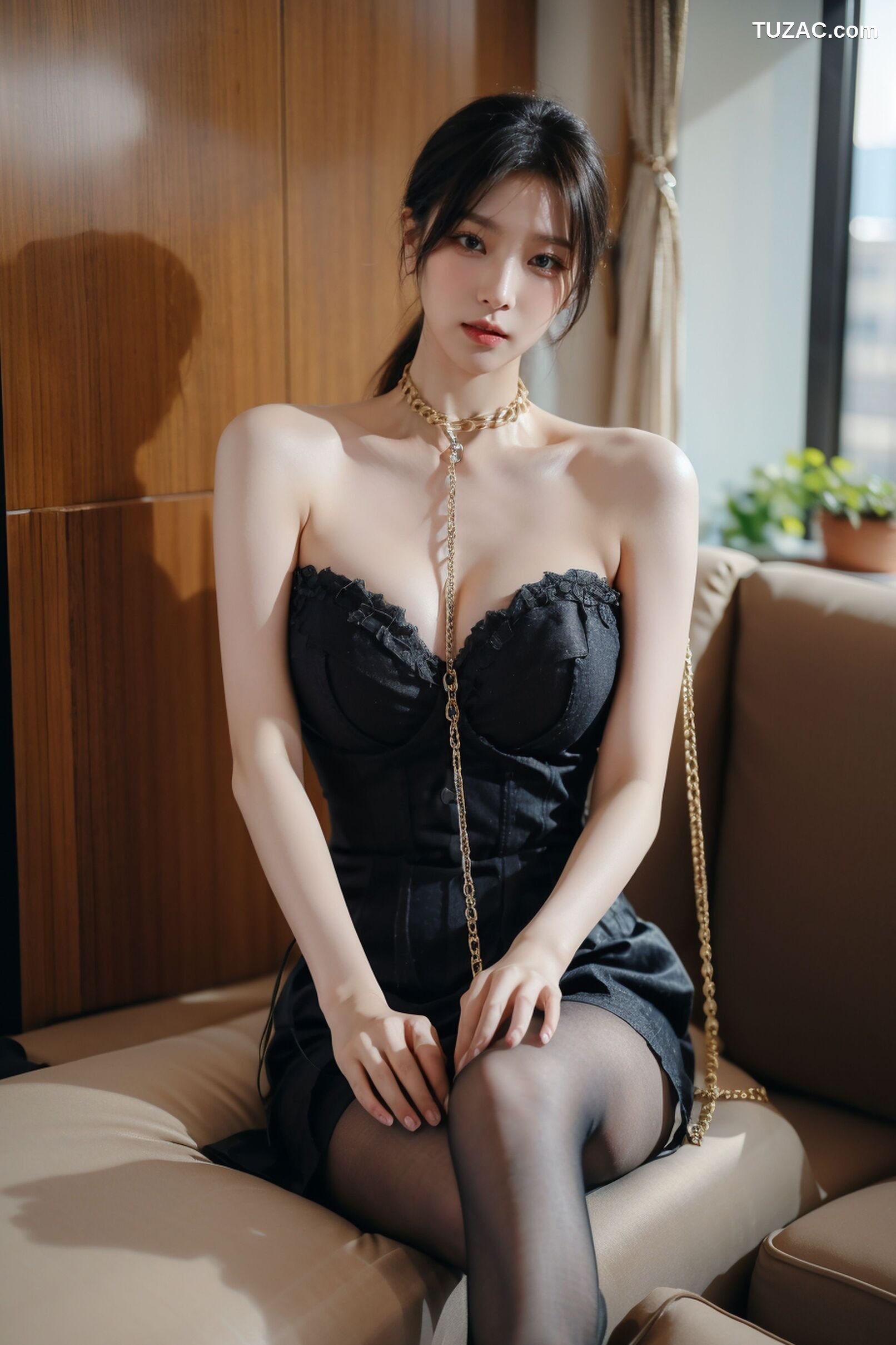 AI美女-超写实-海边城市街拍情趣黑皮衣长皮靴黑丝-18禁