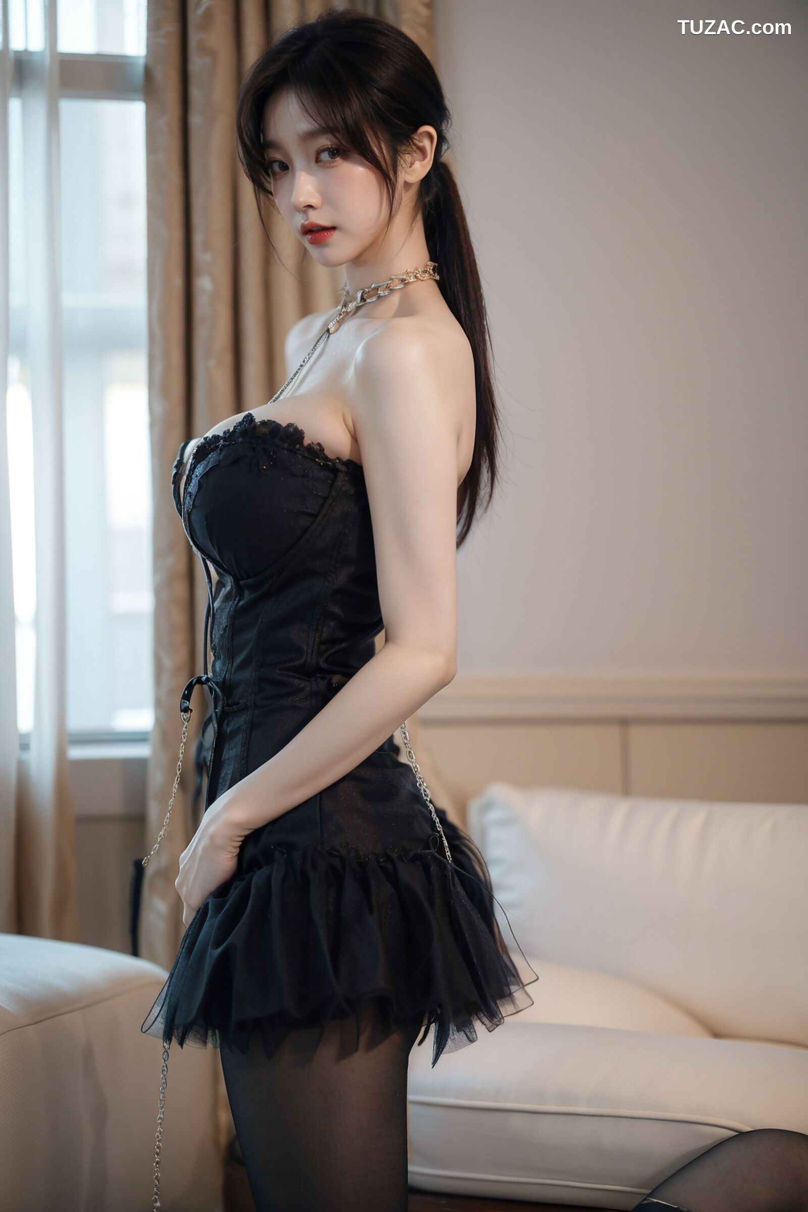 AI美女-超写实-海边城市街拍情趣黑皮衣长皮靴黑丝-18禁