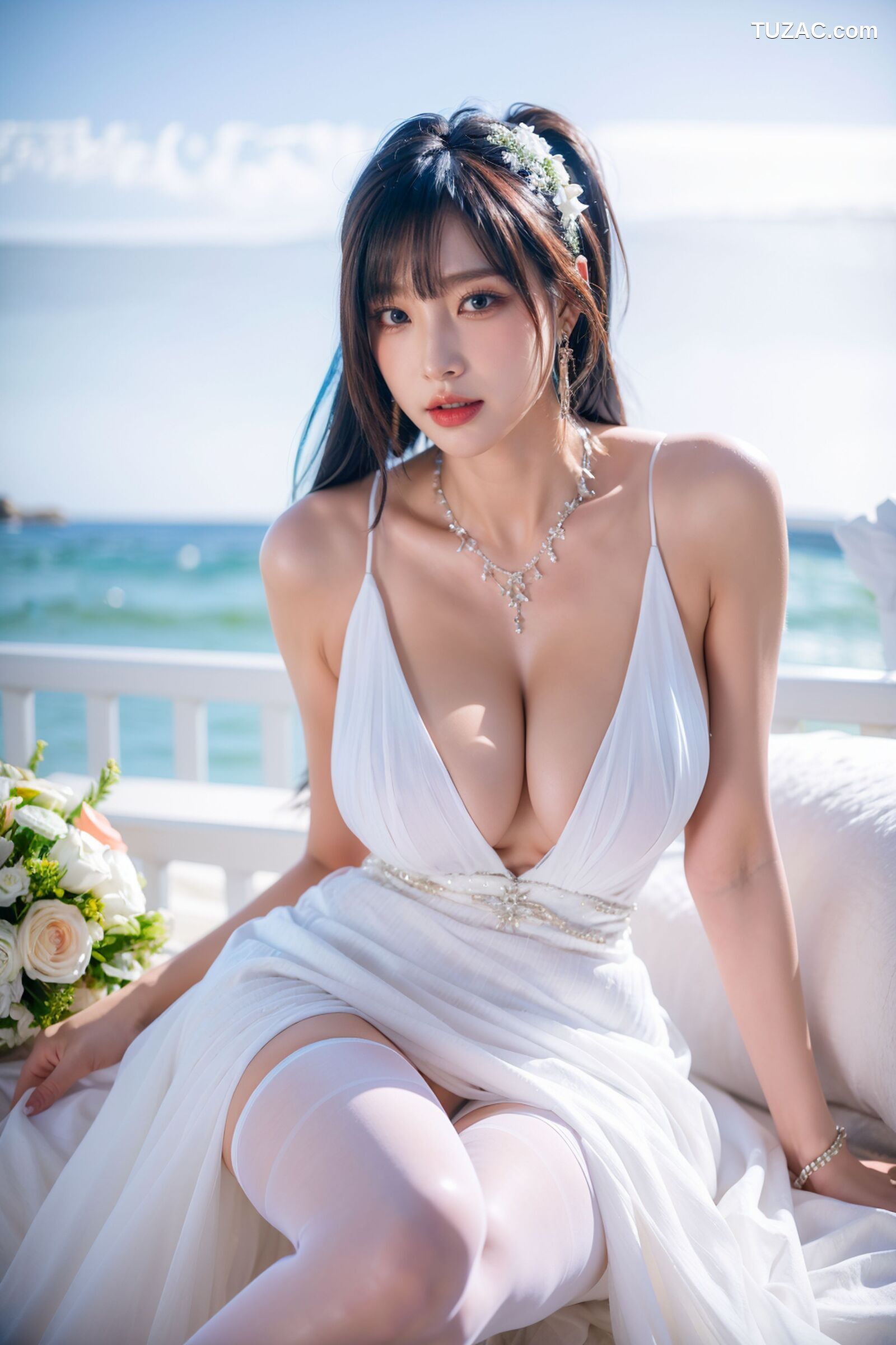 AI美女-超写实-白吊带裙美女-纯净版