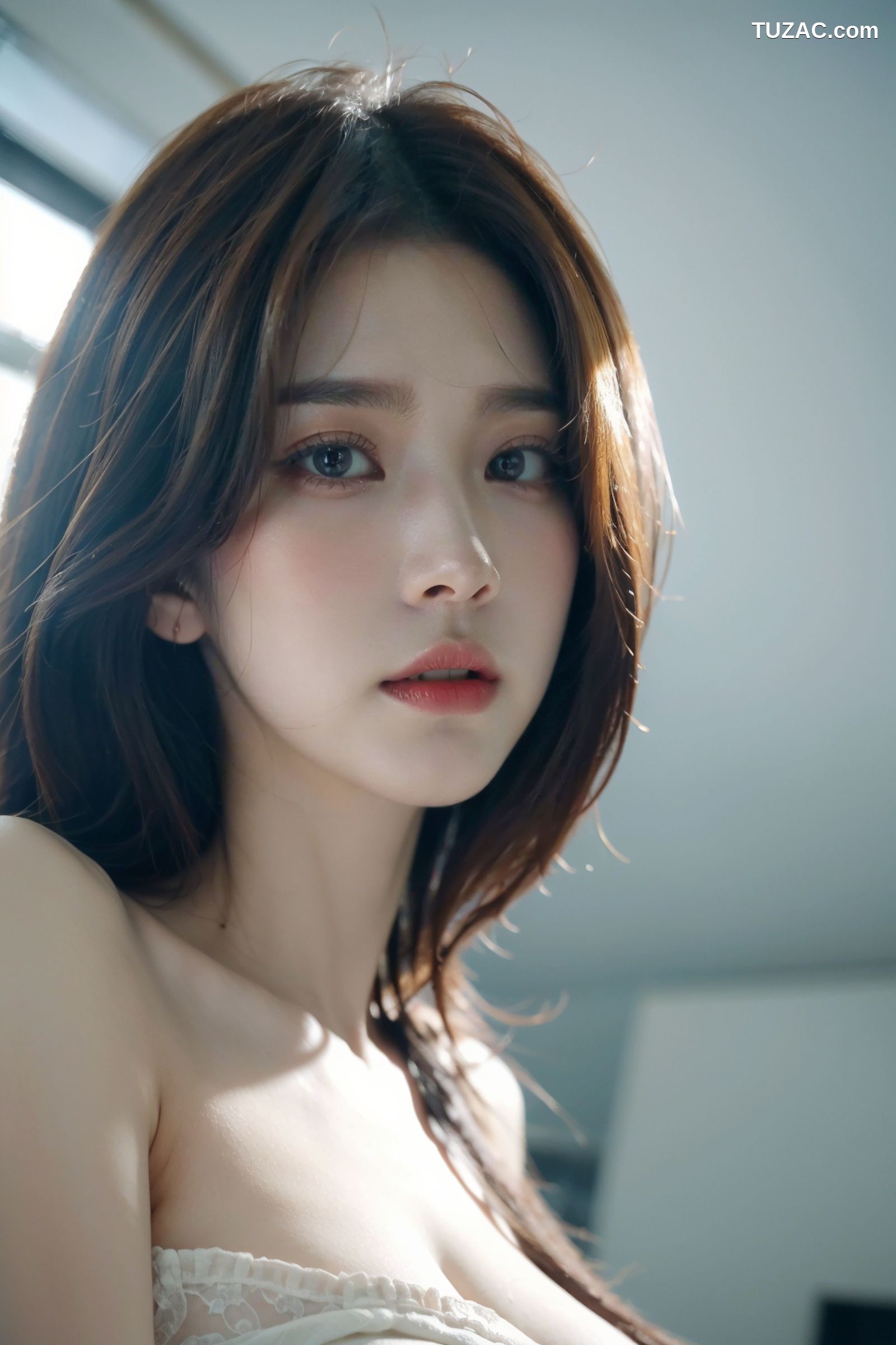 AI美女-超写实-白色蕾丝内衣