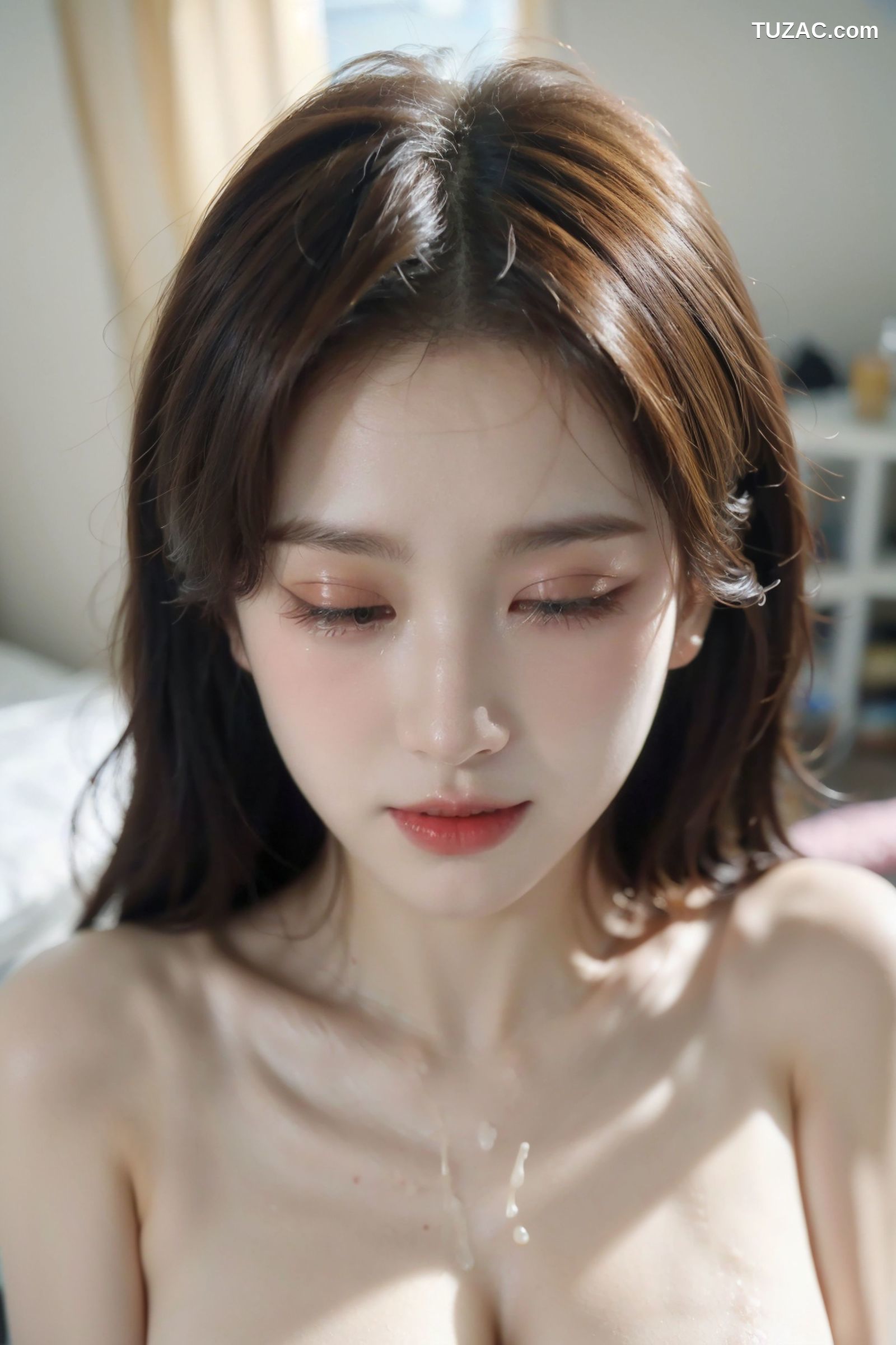 AI美女-超写实-白色蕾丝内衣