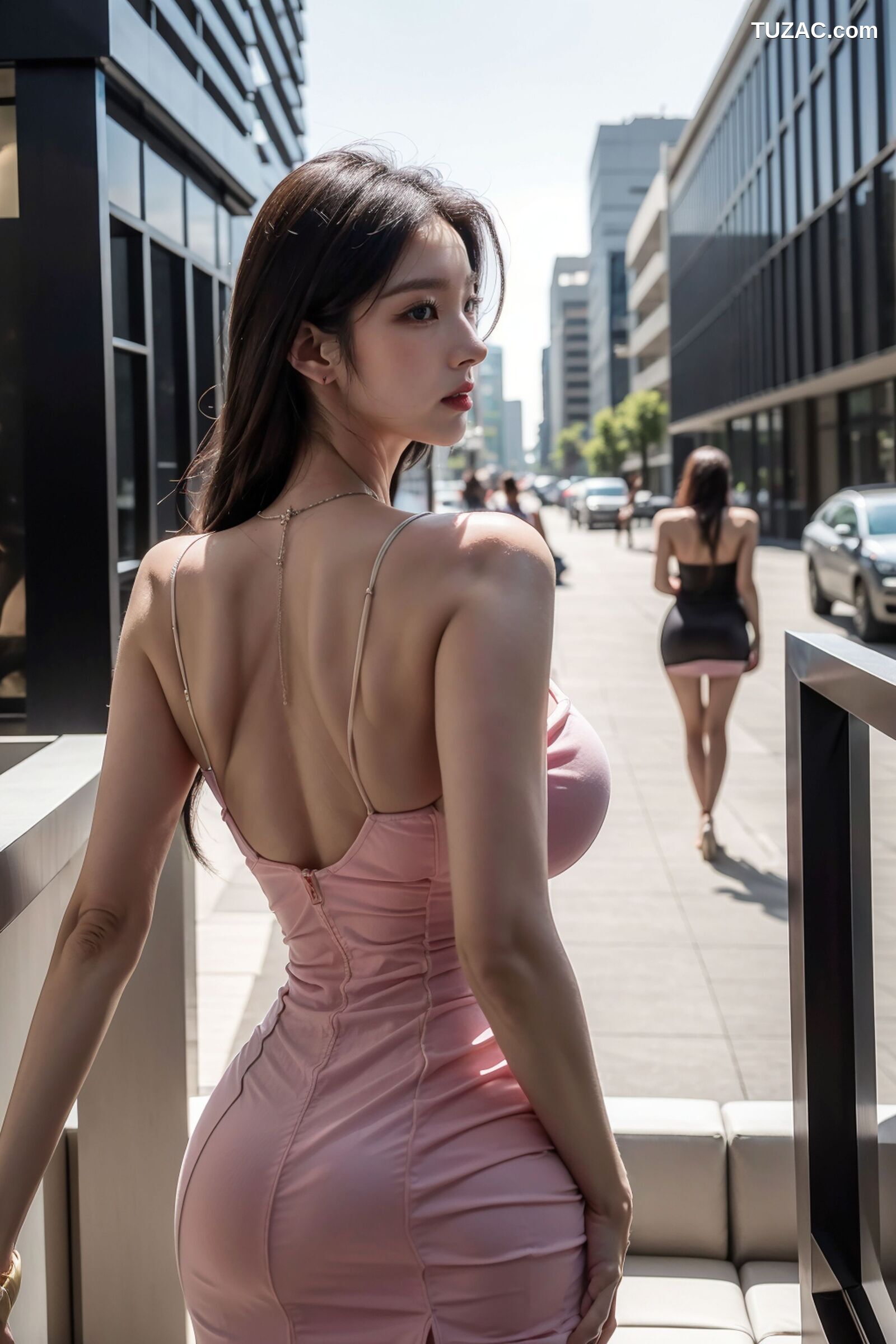 AI美女-超写实-粉色连衣裙美女街拍-18禁