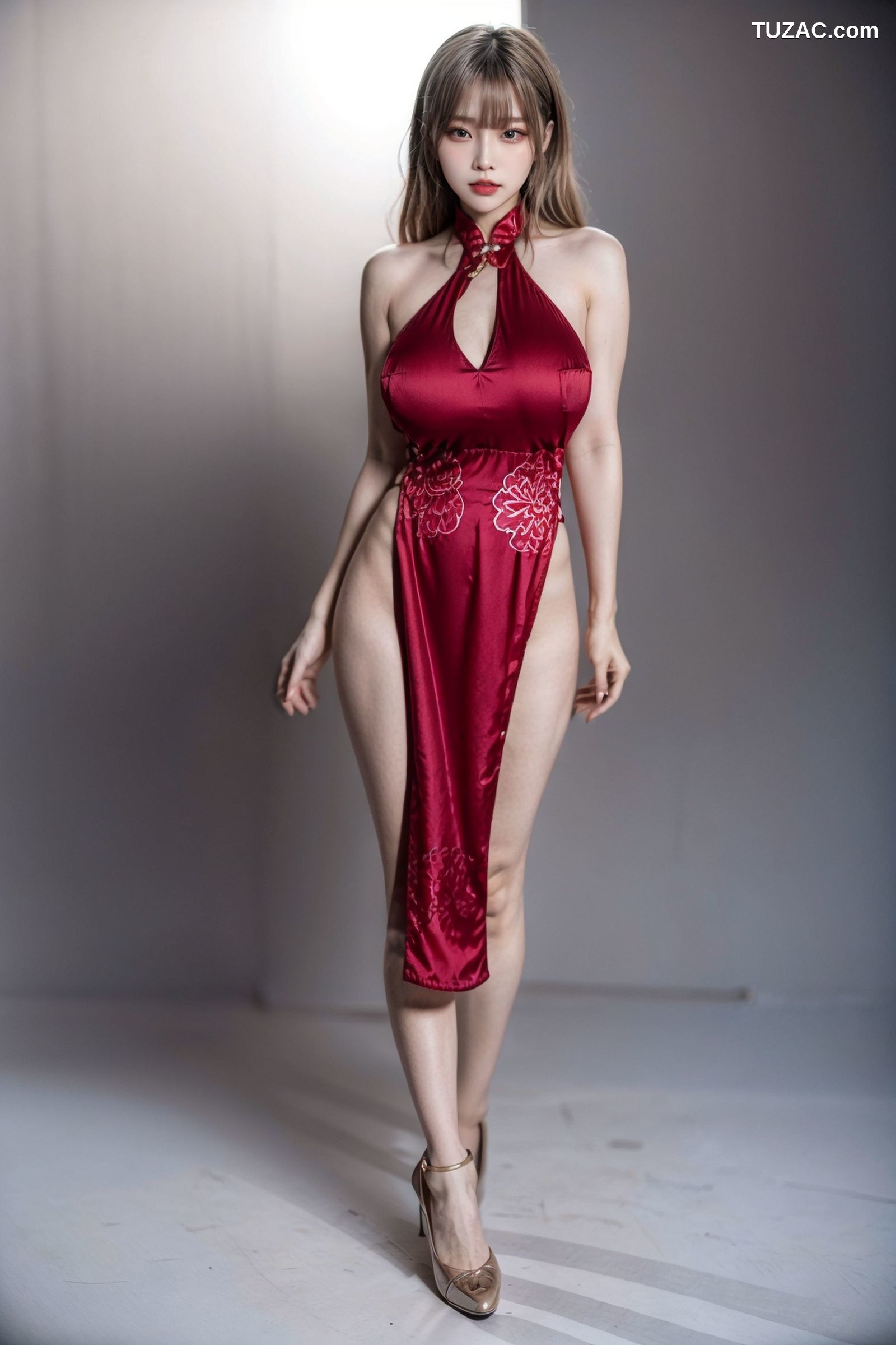 AI美女-超写实-红色情趣服