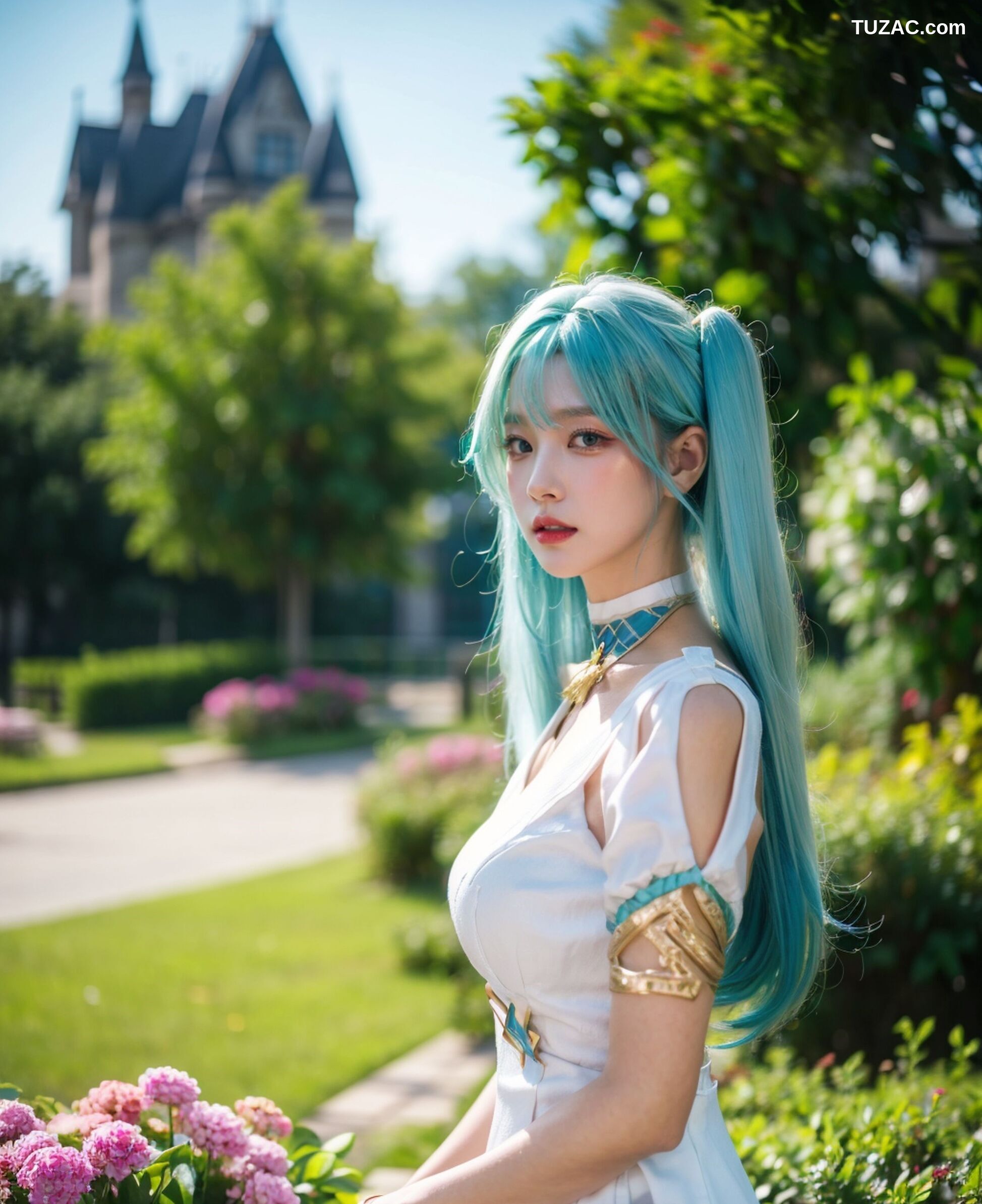 AI美女-超写实-绿发双马尾美女-18禁