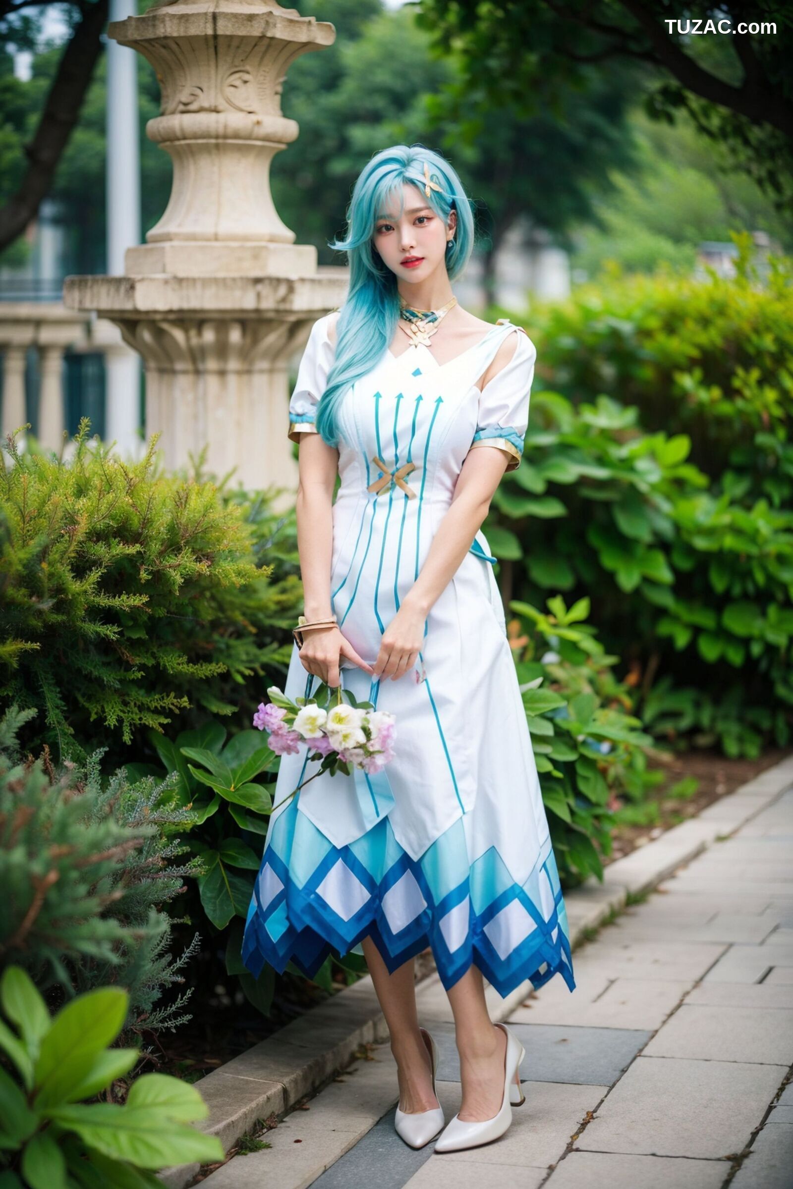 AI美女-超写实-绿发双马尾美女-18禁