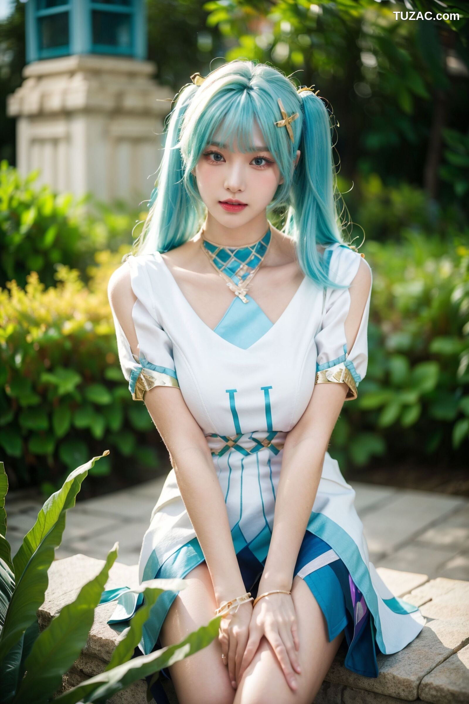 AI美女-超写实-绿发双马尾美女-18禁