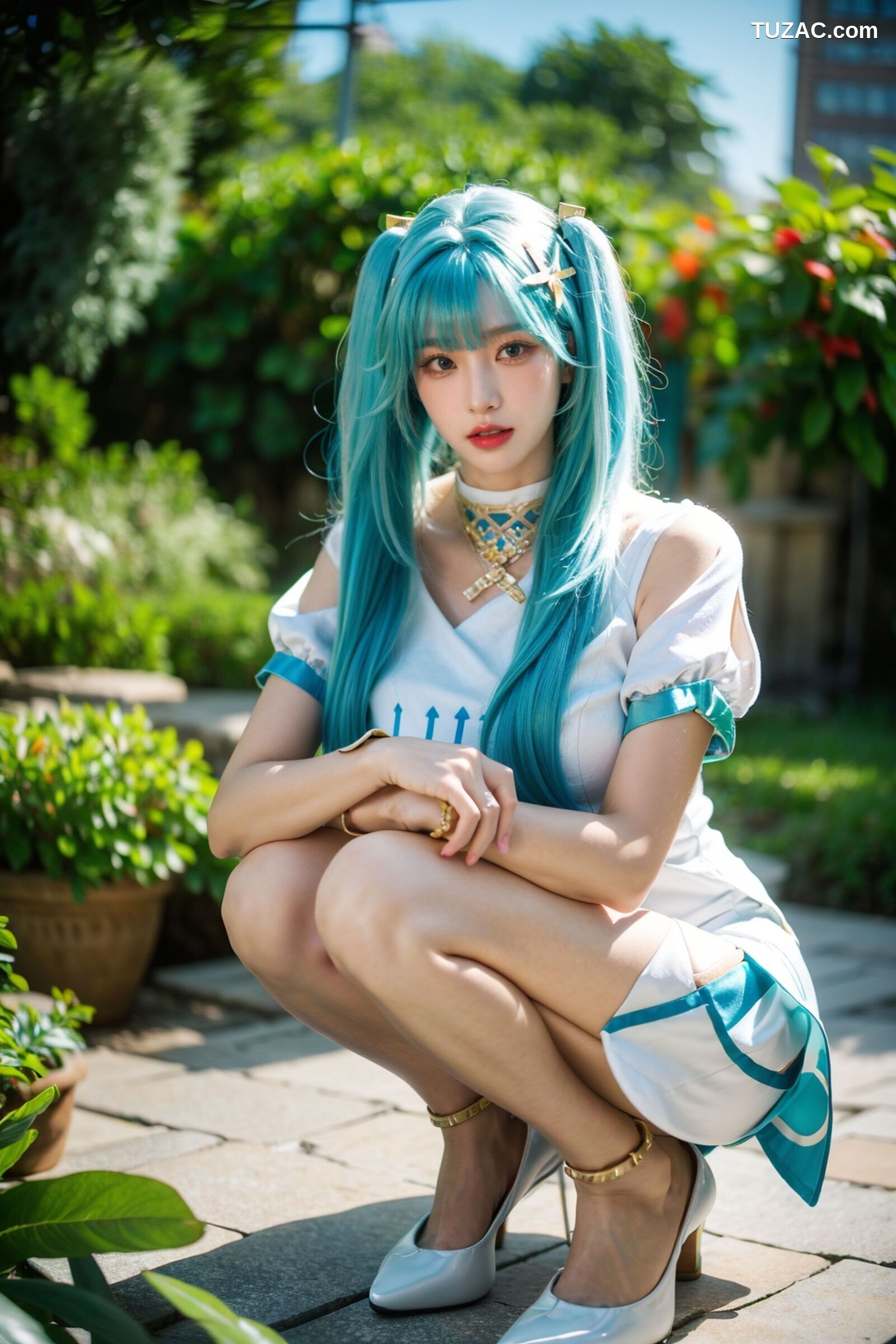 AI美女-超写实-绿发双马尾美女-18禁