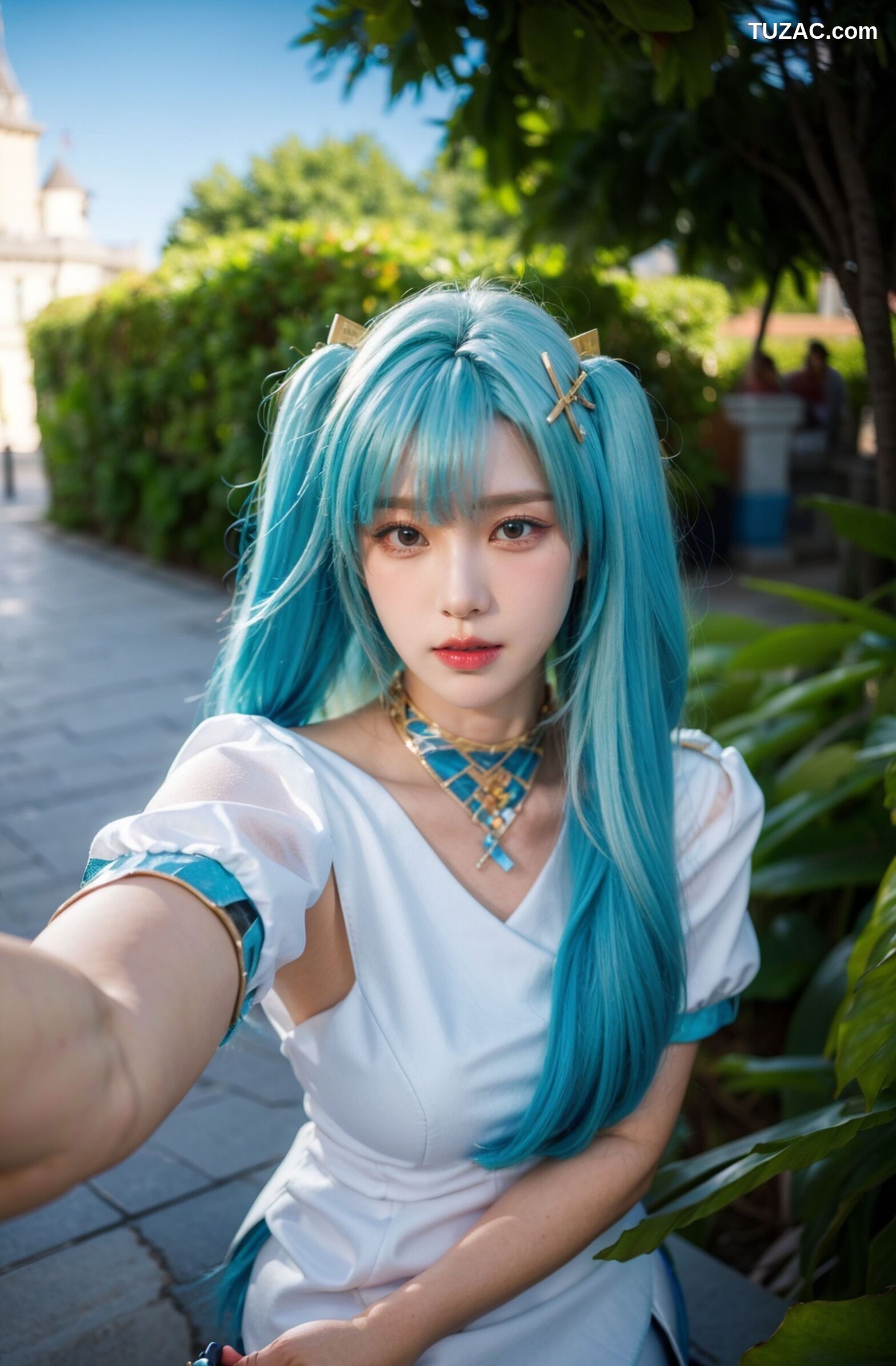 AI美女-超写实-绿发双马尾美女-18禁