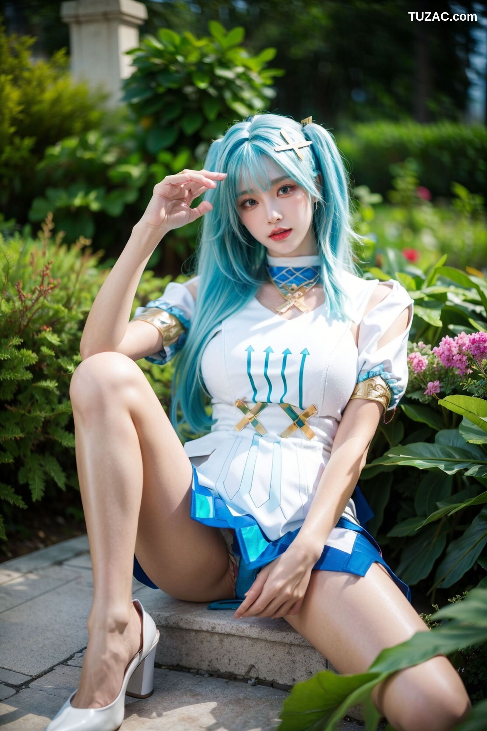 AI美女-超写实-绿发双马尾美女-18禁