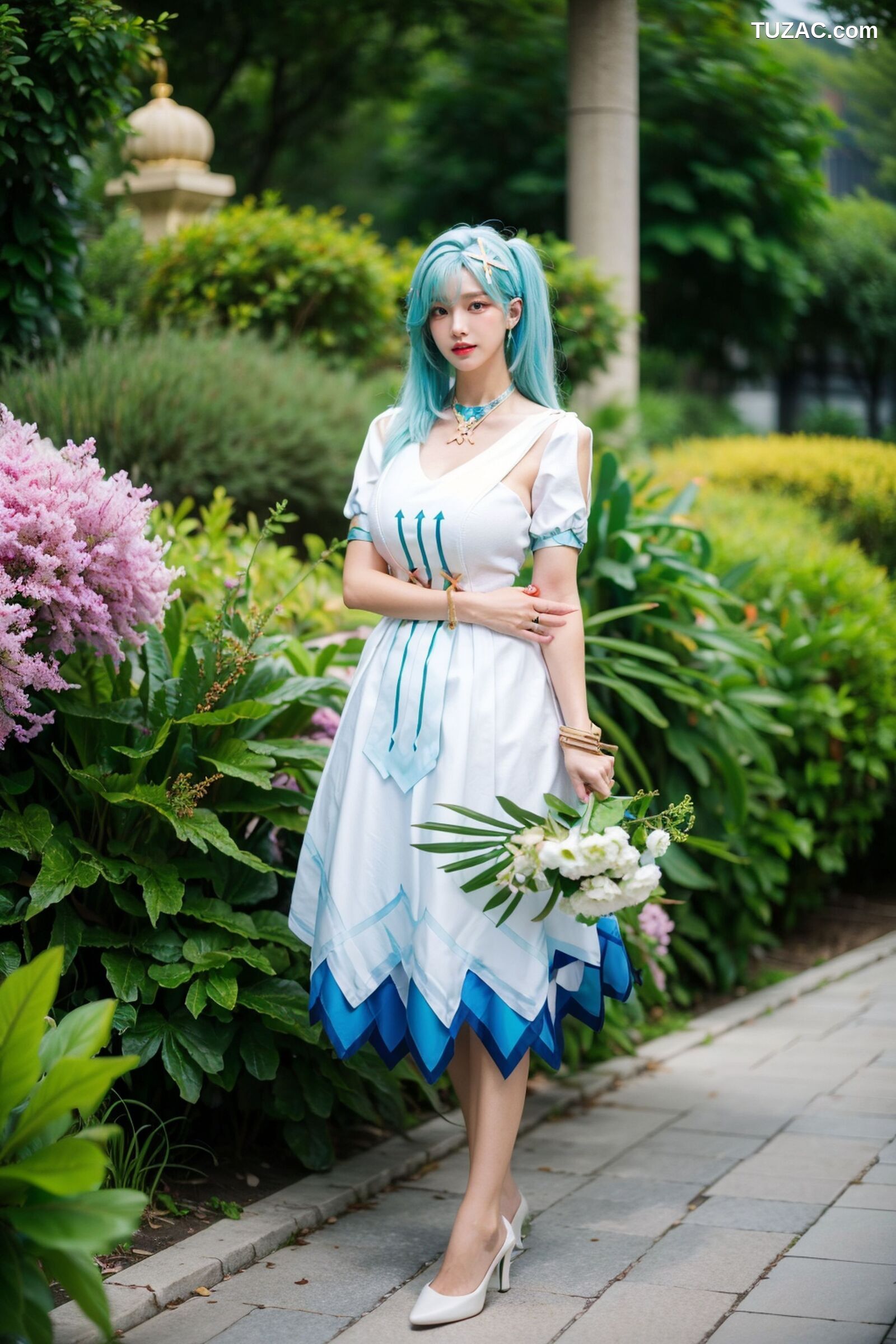 AI美女-超写实-绿发双马尾美女-18禁