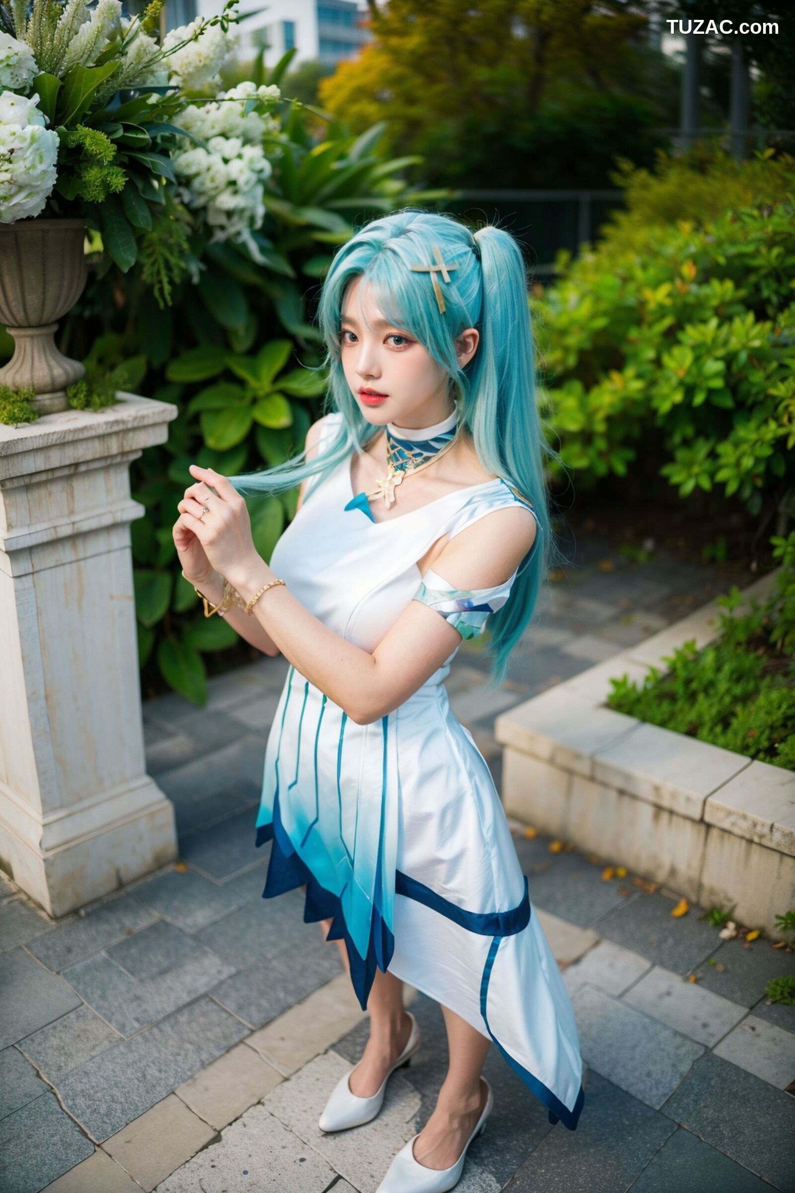 AI美女-超写实-绿发双马尾美女-18禁