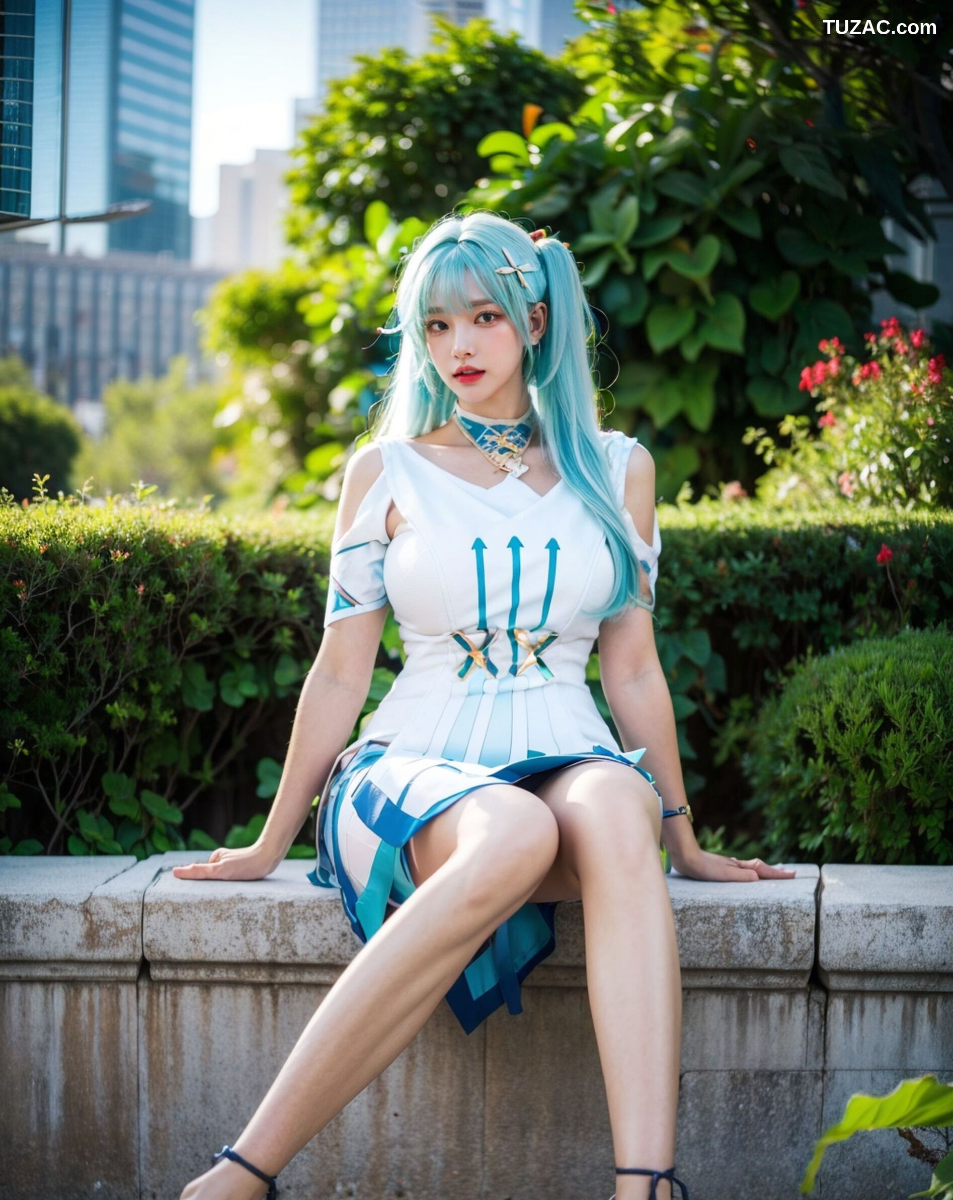 AI美女-超写实-绿发双马尾美女-18禁