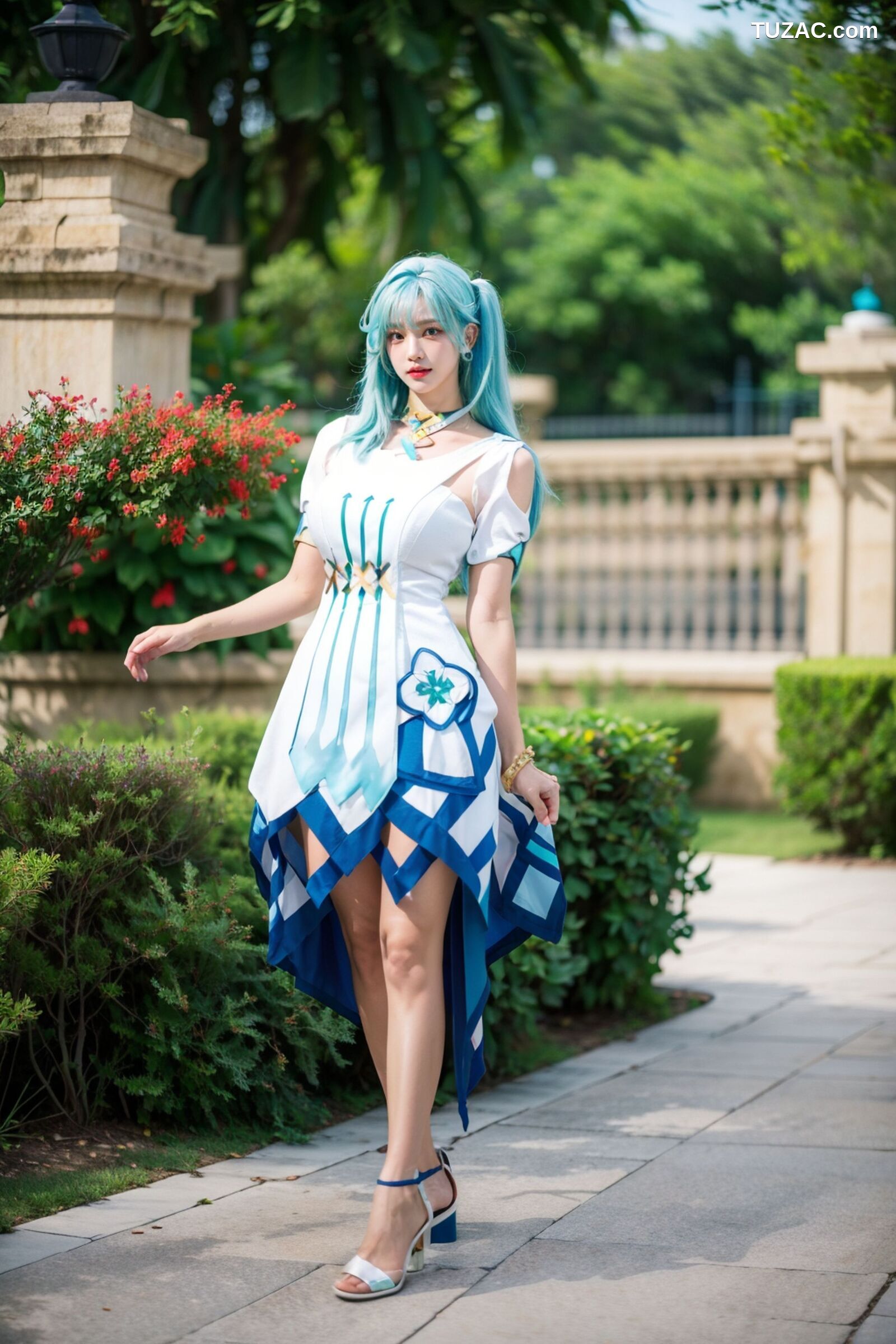 AI美女-超写实-绿发双马尾美女-18禁